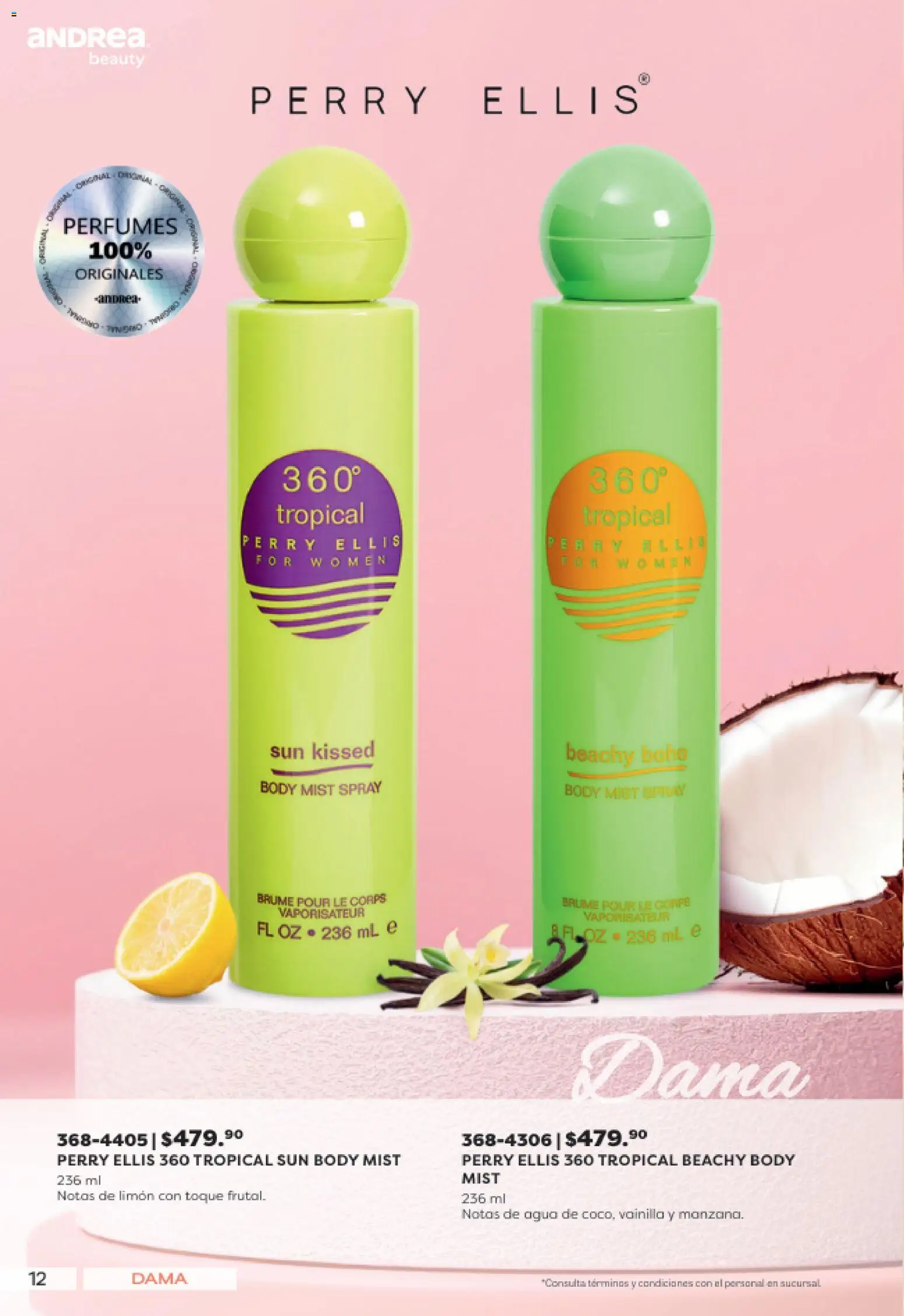 Nuevas ofertas de Andrea válidas en toda la República Mexicana desde el 19/07/2026. ¡Encuentra las mejores ofertas en Andrea catálogo Lo mejor en fragancias! | Página: 12 | Productos: Agua, Limón, Body
