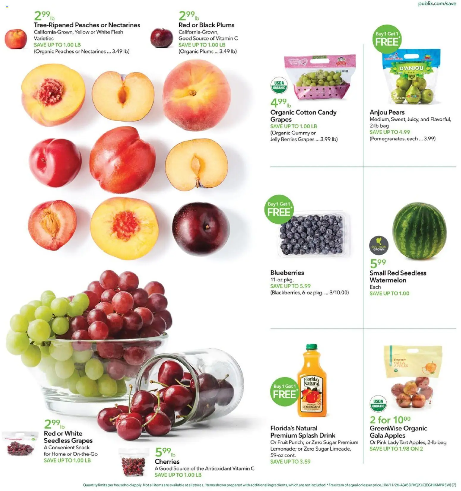 Publix Weekly Ad - valid from 10.06.2026 | Page: 7 | Products: Vitamin, Cherries, Peach, Watermelon
