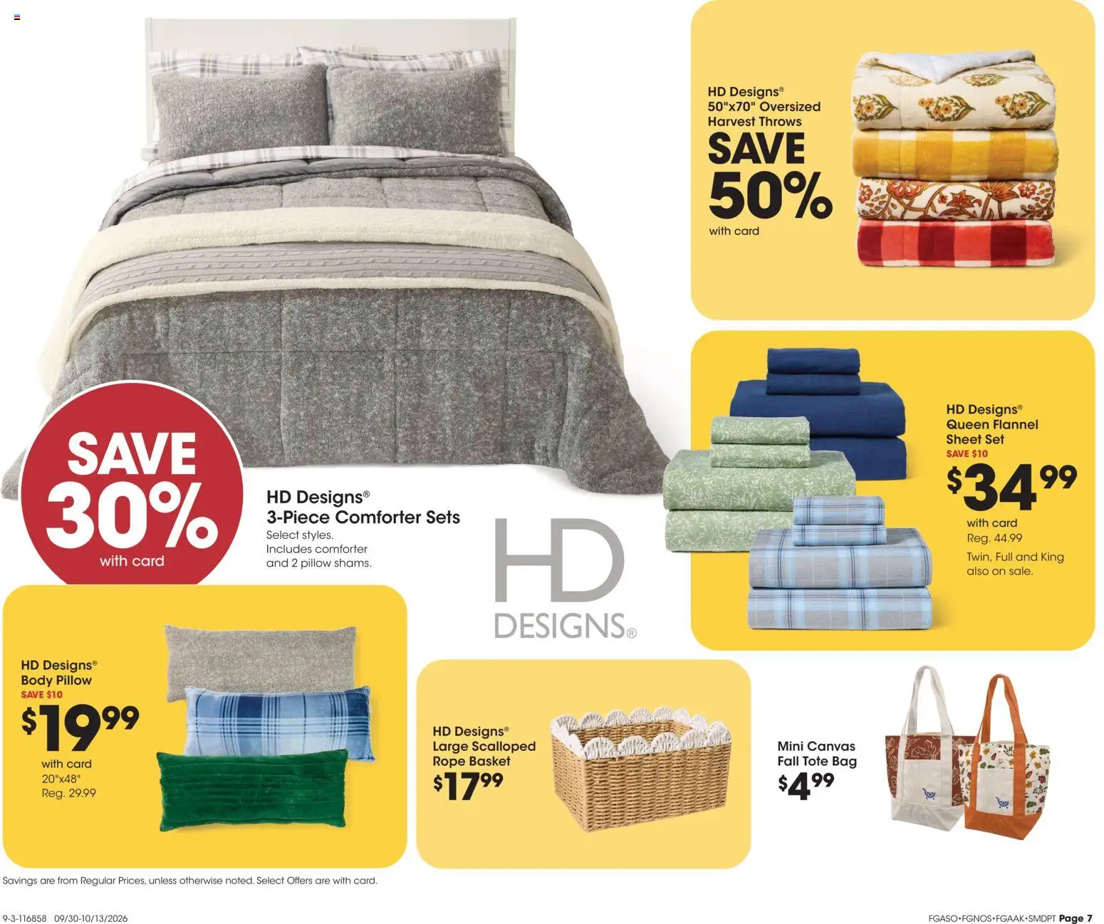 Fred Meyer Home & Apparel - valid from 09/30/2026 | Page: 7 | Products: Pillow, Bag, Comforter, Sheet