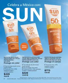 Vista previa de PROTECTOR SOLAR CORPORAL *AMPLIO ESPECTRO *FPS 50+ PROTECCIÓN MUY ALTA 125 ML, Protector solar corporal JAFRA SUN 50+ FPS. Protege el cuerpo., nuevo folleto de la tienda, válido en México a partir del 01/09/2026 | Página: 64