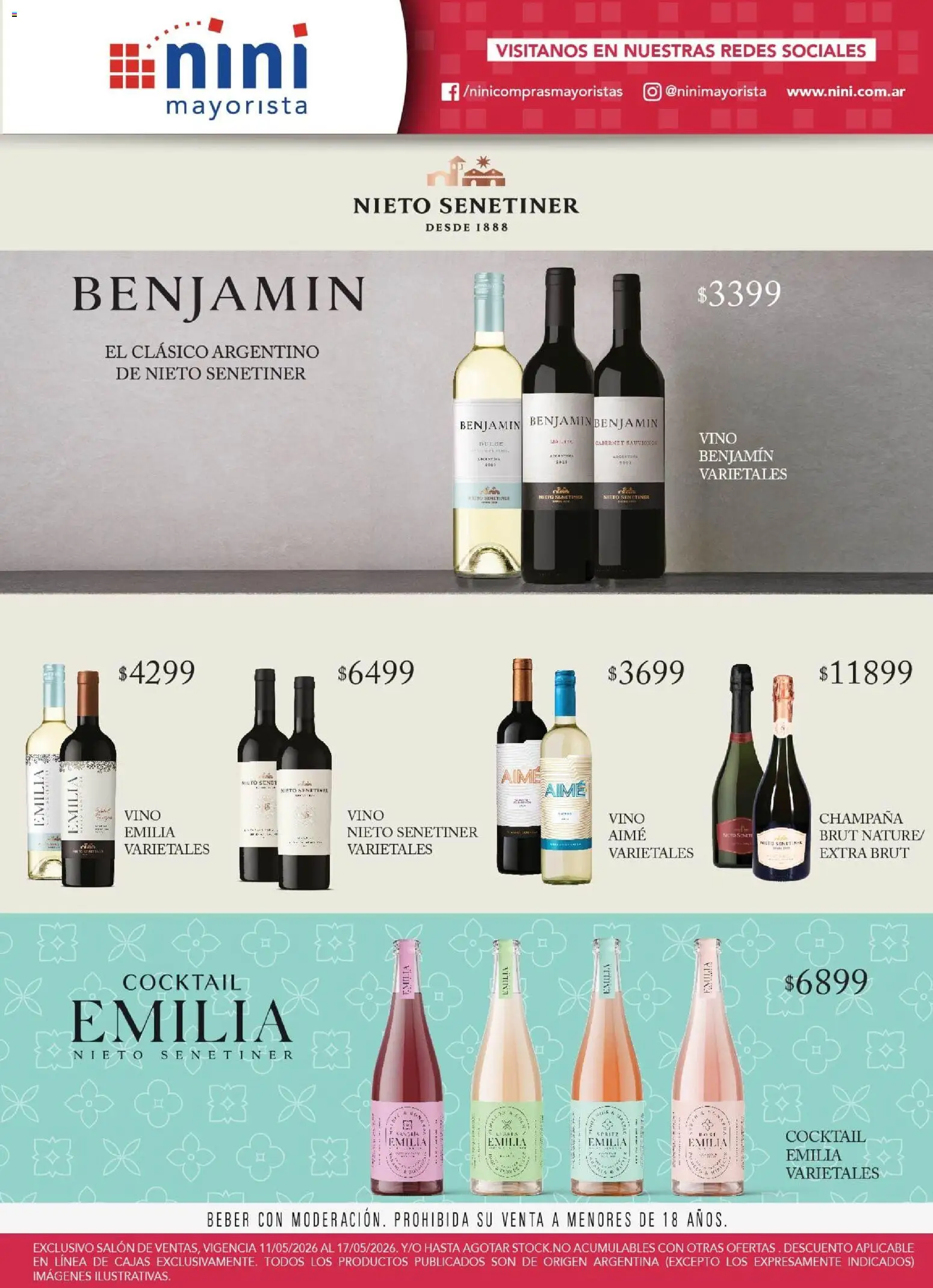 NINI Mayorista ofertas SALÓN DE VENTAS │ válido desde el 11.05.2026 | Página: 1 | Productos: Vino