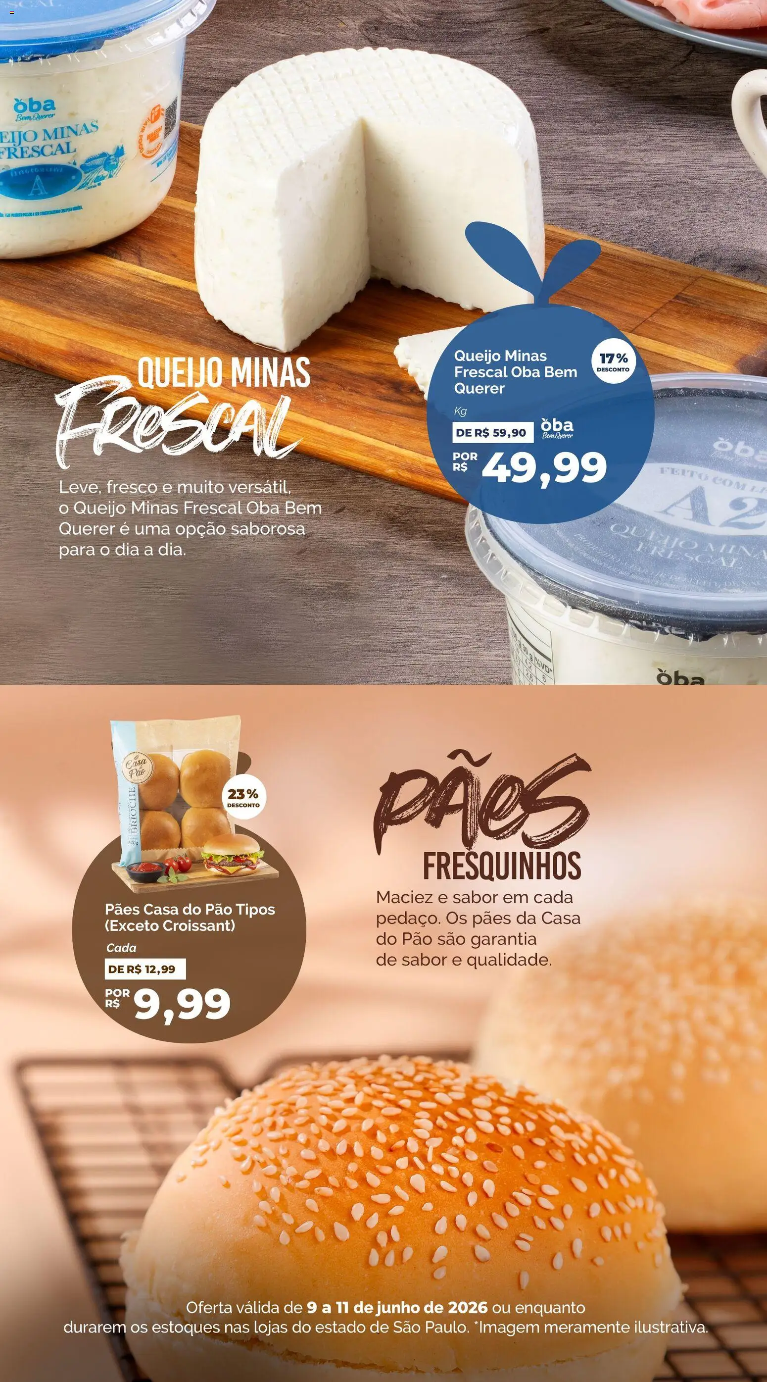 Oba Hortifruti Folheto - válido de 09.06.2026 | Página: 2 | Produtos: Queijo, Pão