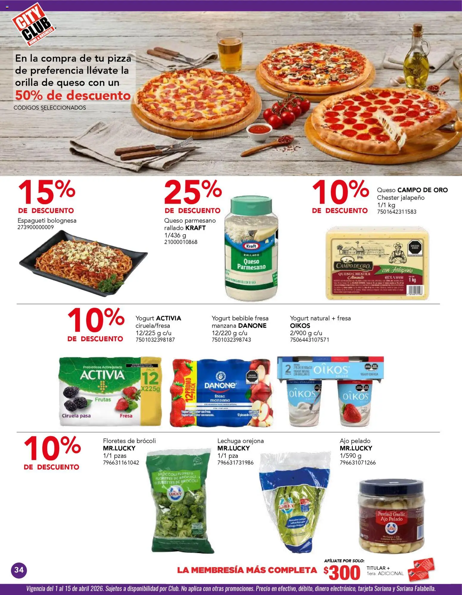 Nuevas ofertas de City Club válidas en toda la República Mexicana desde el 01.04.2026. ¡Encuentra las mejores ofertas en City Club catálogo! | Página: 34 | Productos: Fresa, Brocoli, Manzana, Pizza