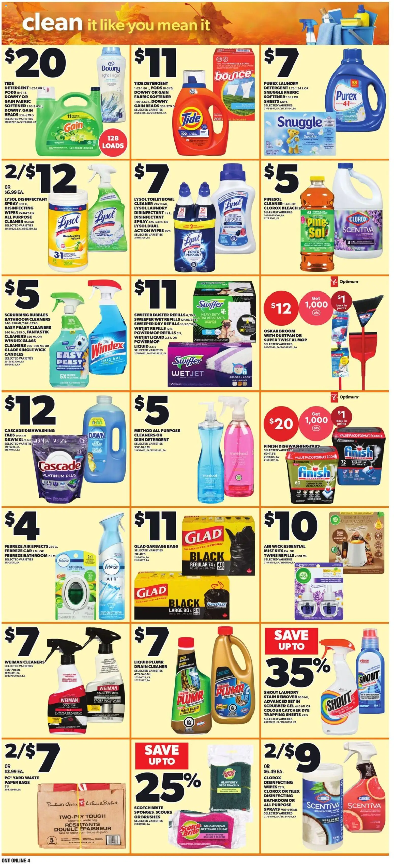 Loblaws flyer valid from Sep 24, 2026 | Page: 10 | Products: Garbage bags, Fabric softener, Sponges, Candles