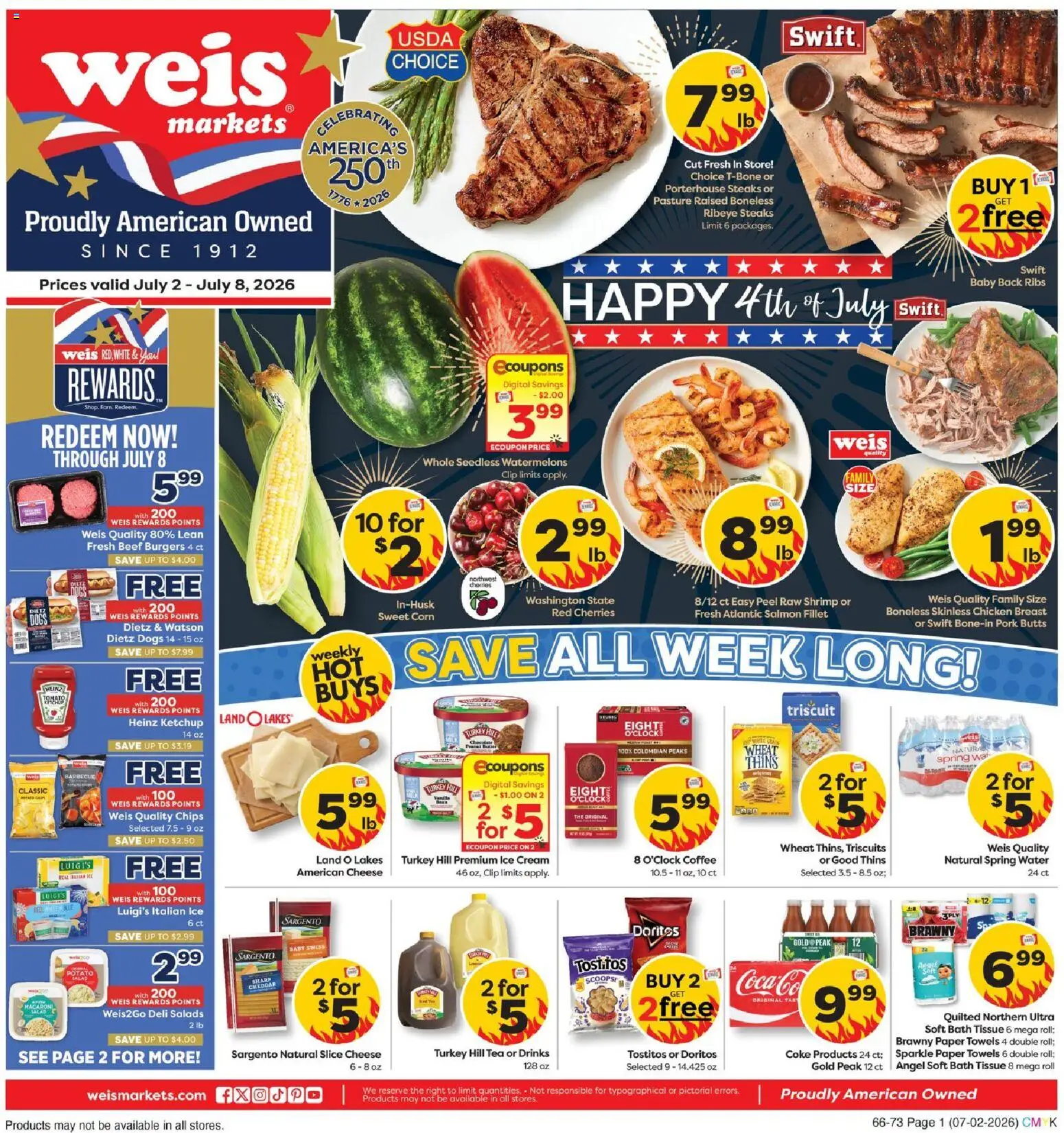 Weis Weekly Circular - VA - valid from 07/02/2026 | Page: 1 | Products: Corn, Coffee, Tea, Ice cream