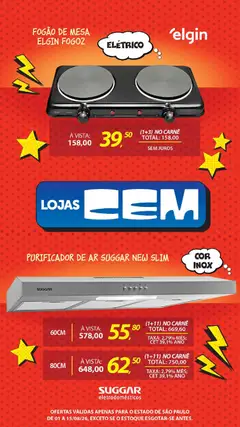 Lojas Cem - Ofertas atuais - Pré-Visualização do folheto da loja Lojas Cem, válido de 01/08/2026 | Página: 44 | Produtos: Fogão, Purificador de ar, Purificador, Carne