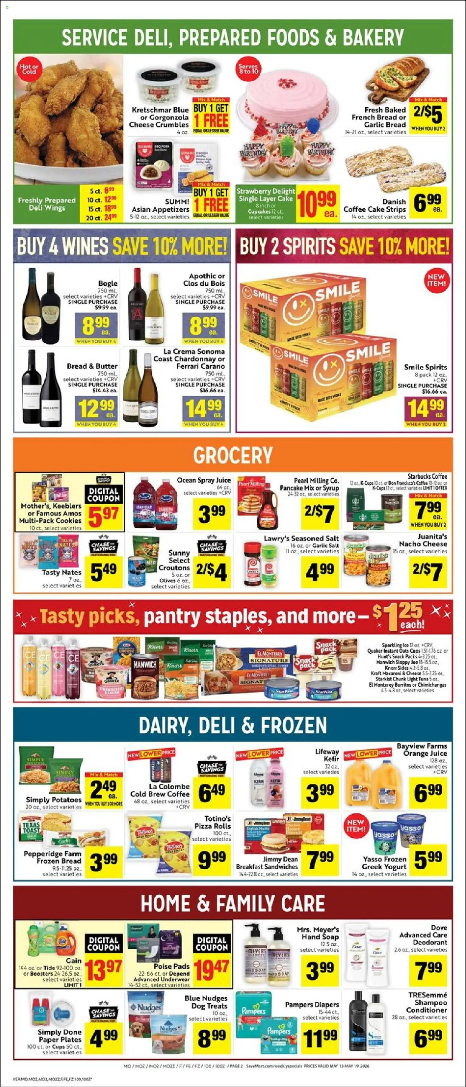 Save Mart Weekly - CA - valid from 13.05.2026 | Page: 2 | Products: Bakery, Coffee, Juice, Salt