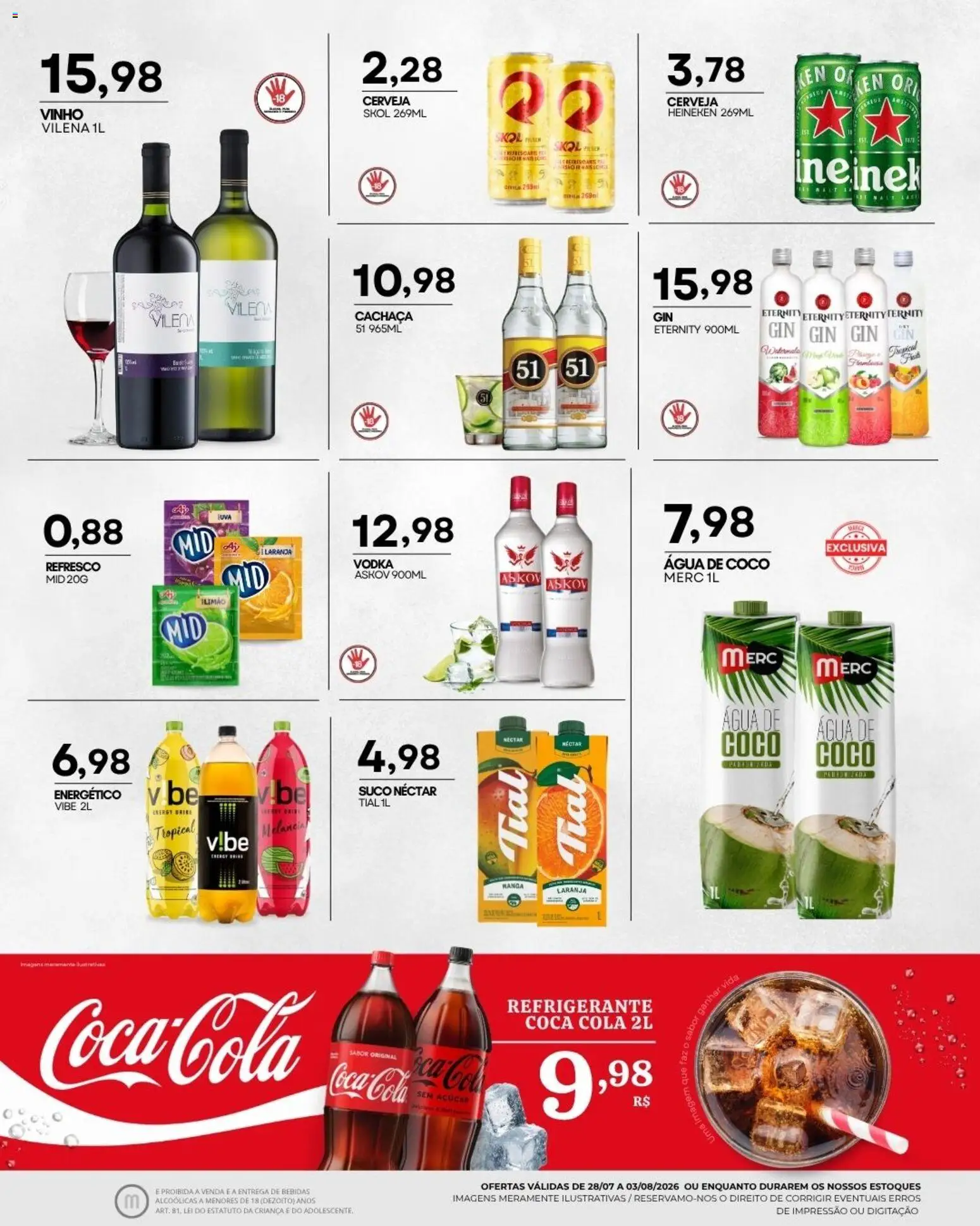 Mercadão Atacadista Folheto - válido de 28/07/2026 | Página: 10 | Produtos: Melancia, Cola, Suco, Vodka