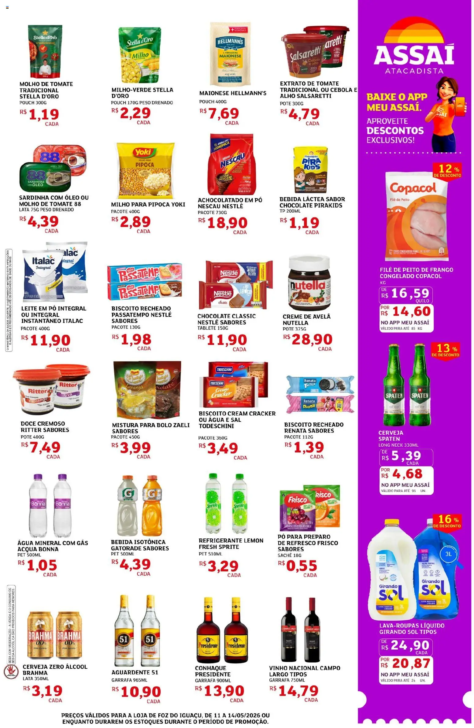 Assaí Atacadista Folheto - válido de 11.05.2026 | Página: 3 | Produtos: Frisco, Bebida, Mistura para bolo, Avelã