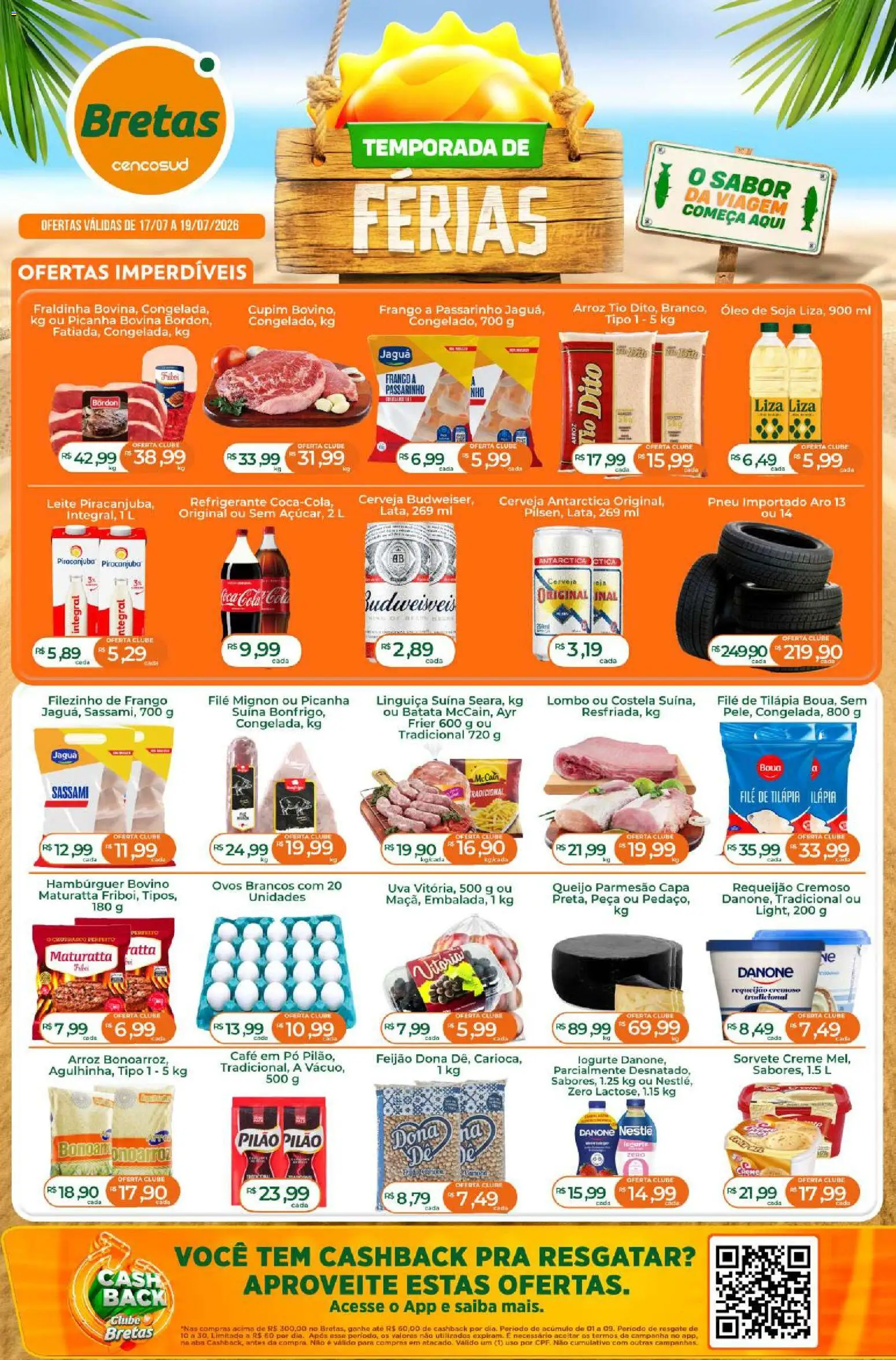 Bretas Folheto - válido de 17/07/2026 | Página: 1 | Produtos: Feijão, Pó, Lombo, Creme