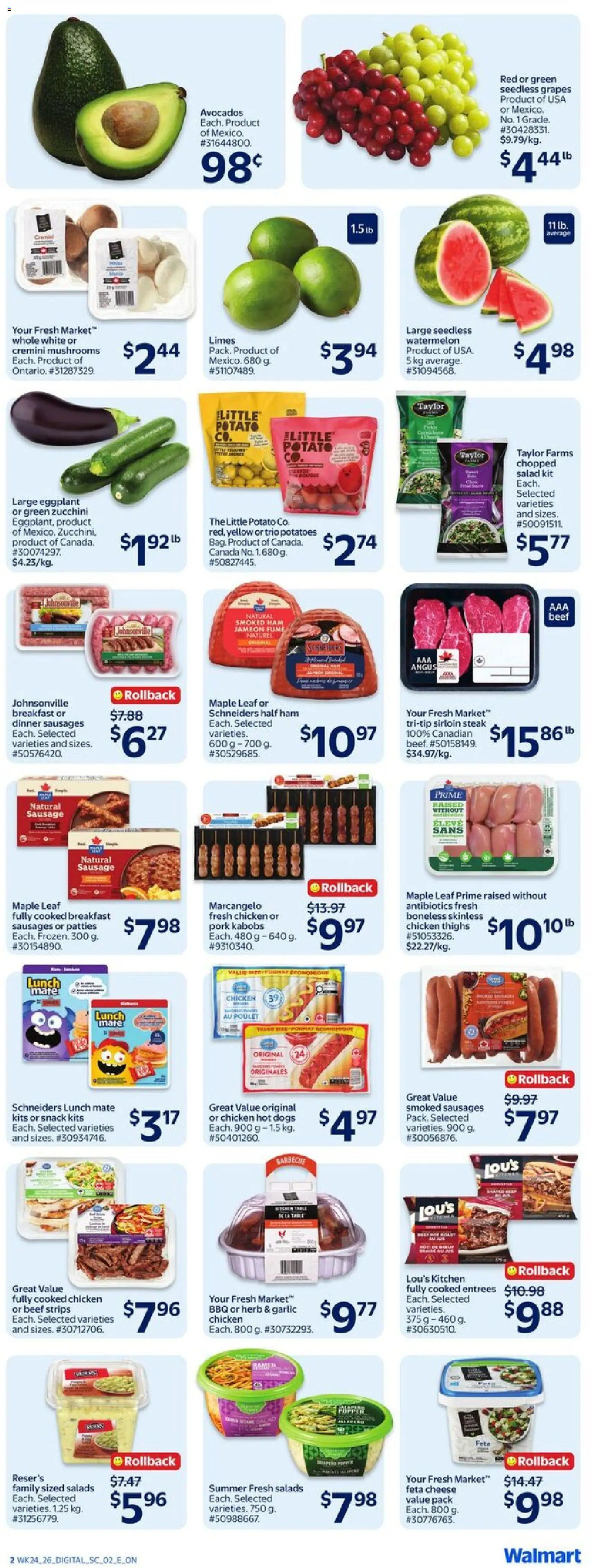 Walmart flyer valid from Jul 9, 2026 | Page: 5 | Products: Beef, Potatoes, Chicken, Pork