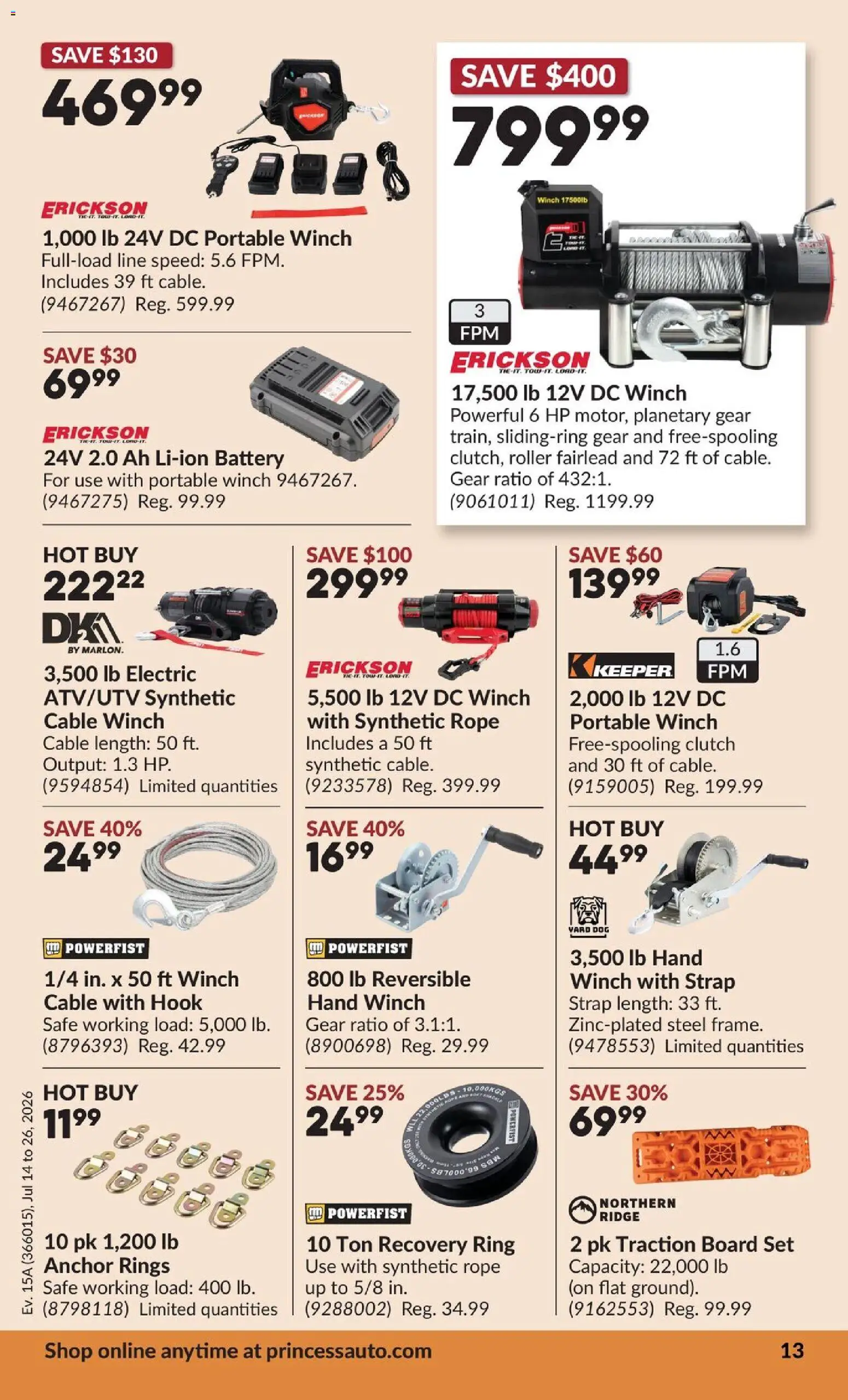 Princess Auto flyer valid from Jul 14, 2026 | Page: 26 | Products: Cable, Ridge, Battery