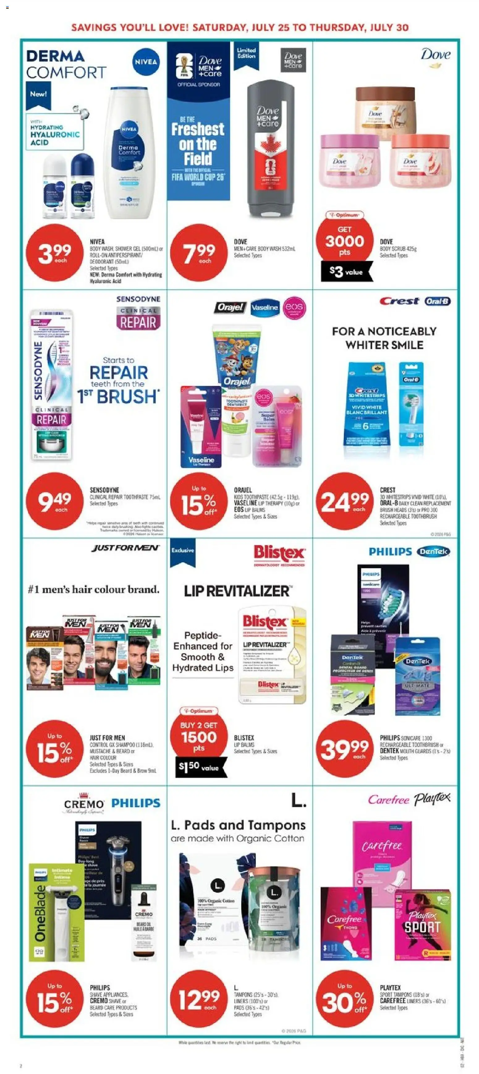 Shoppers flyer valid from Jul 24, 2026 | Page: 13 | Products: Brush, Shampoo, Body wash, Deodorant