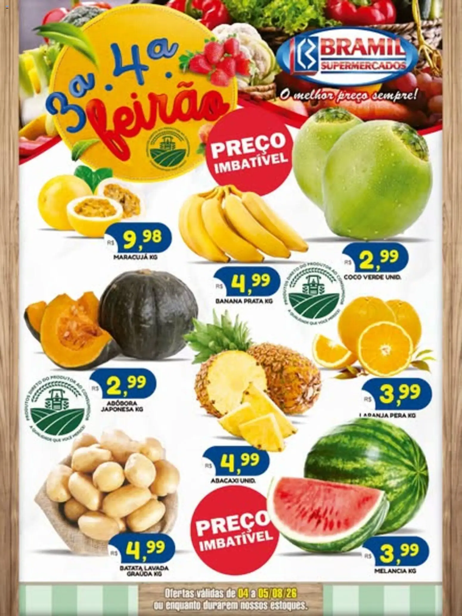 Bramil Supermercados Folheto - válido de 04/08/2026 | Página: 1 | Produtos: Coco, Maracujá, Pera, Abacaxi