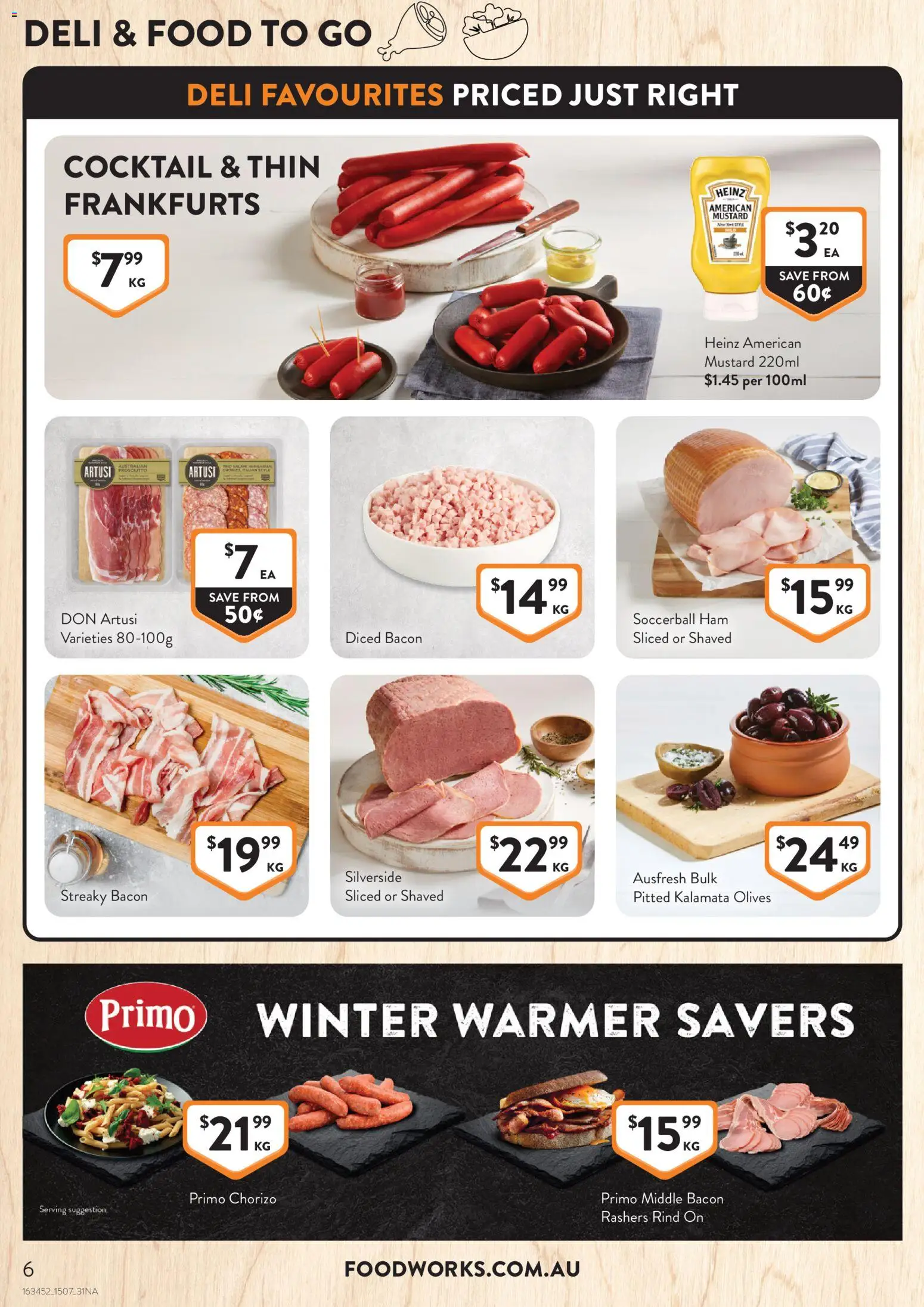 Foodworks catalogue - valid from 15/07/2026 | Page: 6 | Products: Bacon, Prosciutto, Mustard, Cocktail