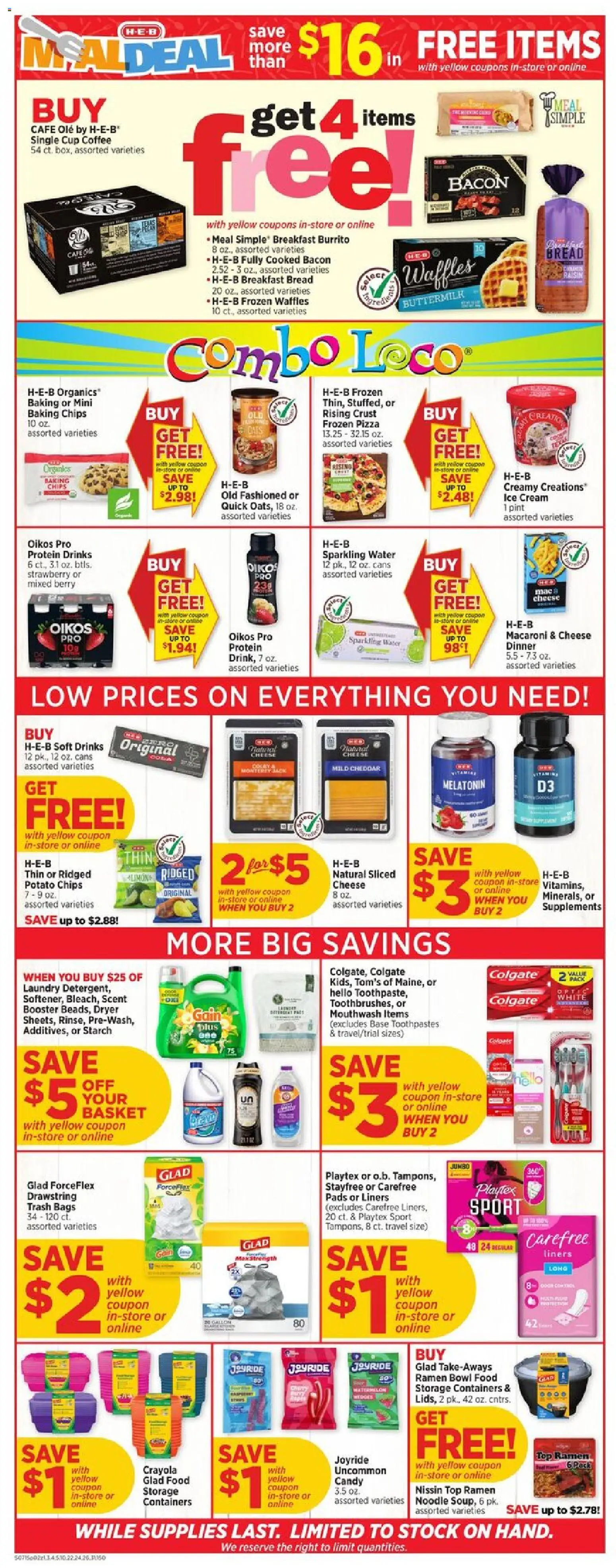 H-E-B Weekly Ad - valid from 07/15/2026 | Page: 2 | Products: Cheese, Coffee, Bow, Ice cream