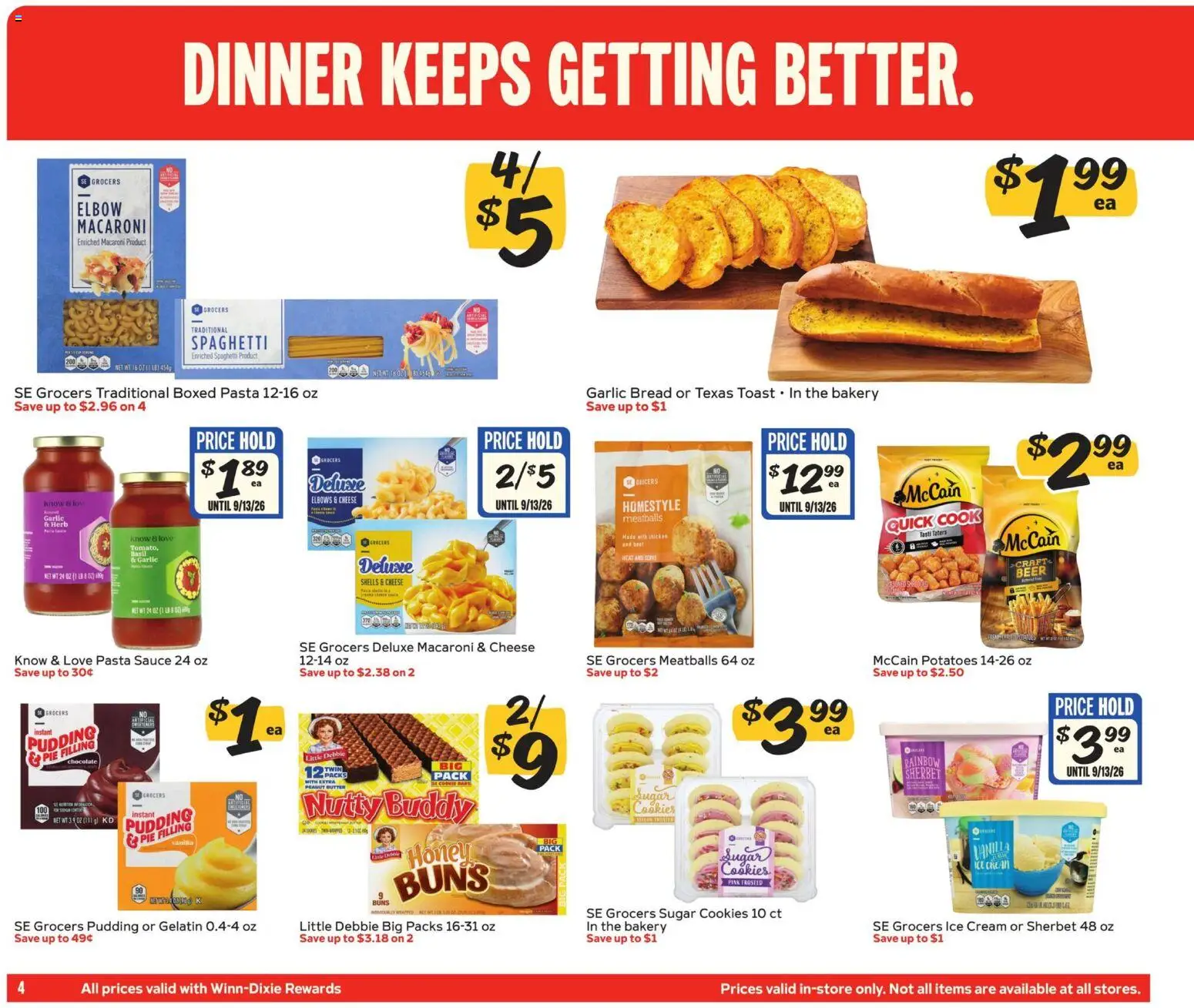 Winn Dixie In-Store Flyer - valid from 08/05/2026 | Page: 4 | Products: Cheese, Bread, Beer, Beet