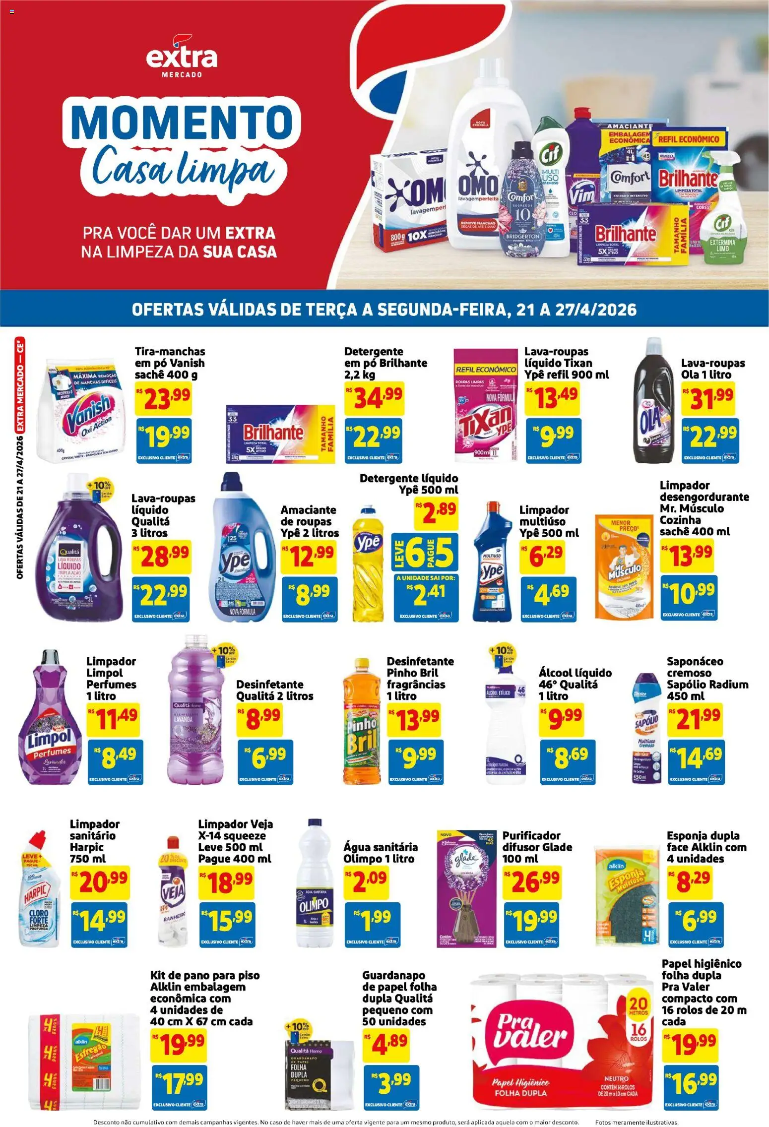 Extra Folheto - válido de 21.04.2026 | Página: 3 | Produtos: Piso, Roupas, Saponáceo, Papel higiênico