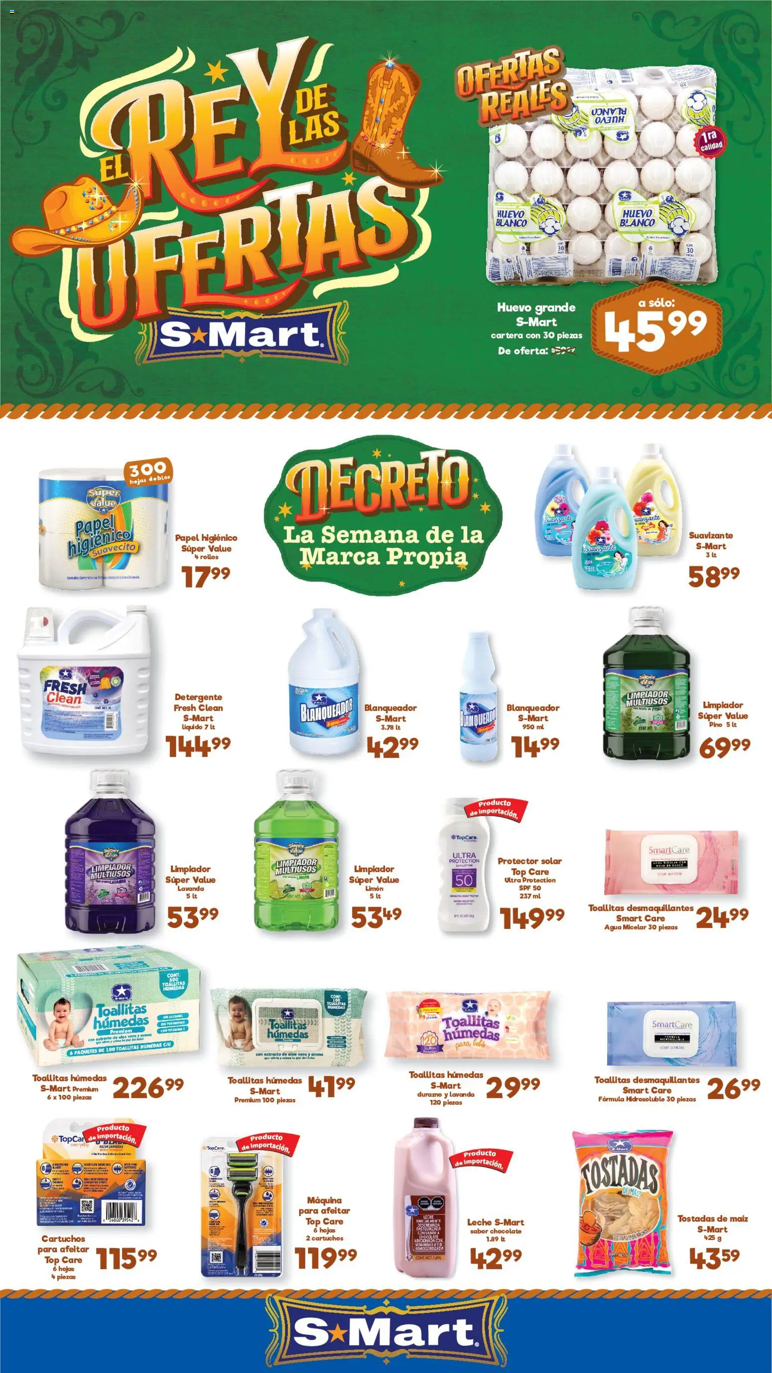 Nuevas ofertas de S-Mart válidas en toda la República Mexicana desde el 26/06/2026. ¡Encuentra las mejores ofertas en S-Mart folleto Ofertas de feria Chihuahua! | Página: 1 | Productos: Detergente, Huevo, Toallitas húmedas, Protector solar