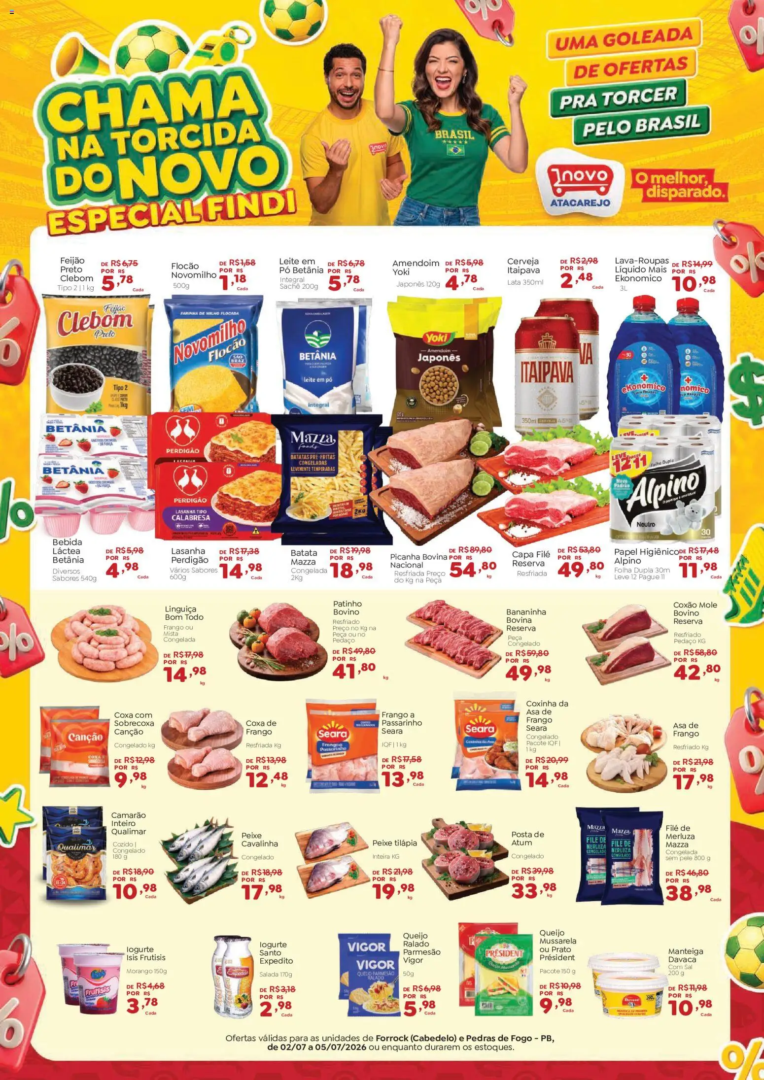 Novo Atacarejo Folheto - válido de 02/07/2026 | Página: 1 | Produtos: Feijão, Queijo parmesão, Batata, Atum