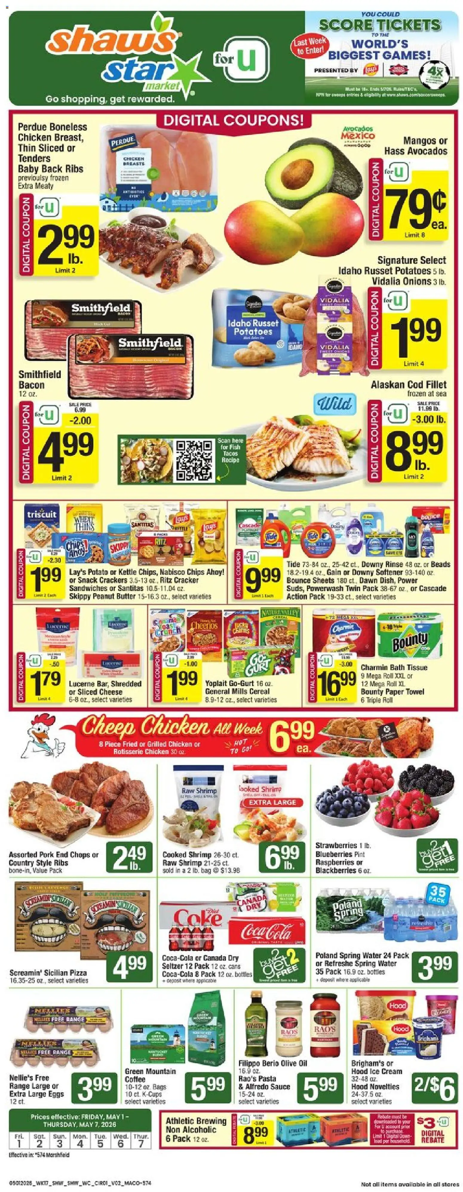 Star Market Weekly Ad - MA - valid from 01.05.2026 | Page: 1 | Products: Bath, Strawberries, Chips, Potatoes