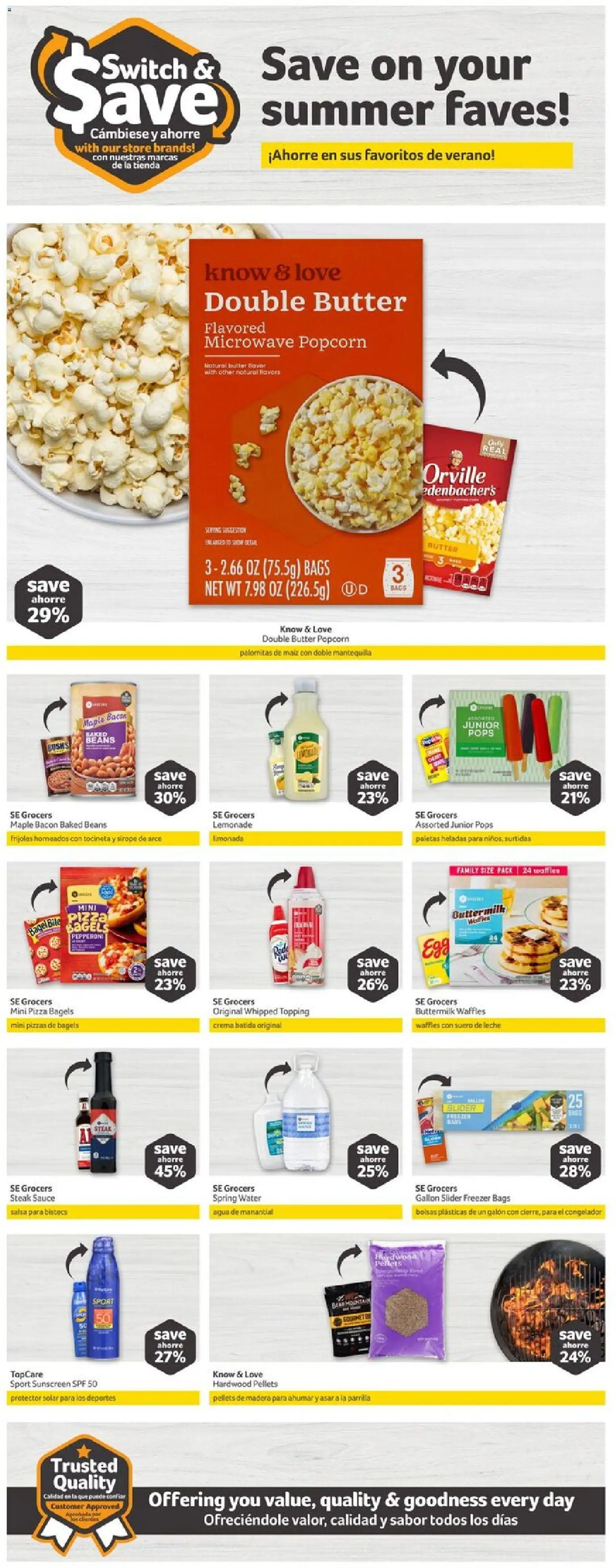 Fresco y Más Weekly Ad - valid from 10.06.2026 | Page: 5 | Products: Butter, Sunscreen, Pizza, Water