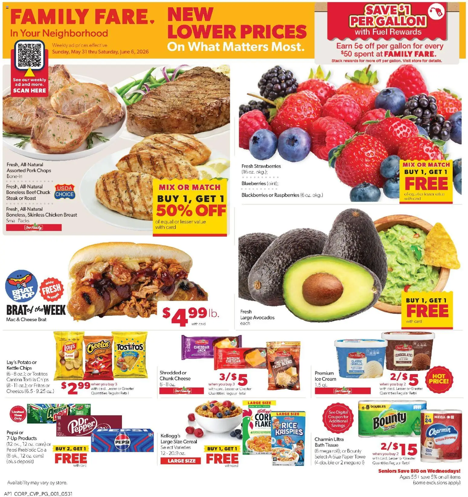 Family Fare Weekly Ad - valid from 31.05.2026 | Page: 1 | Products: Bath, Pork, Strawberries, Pepper