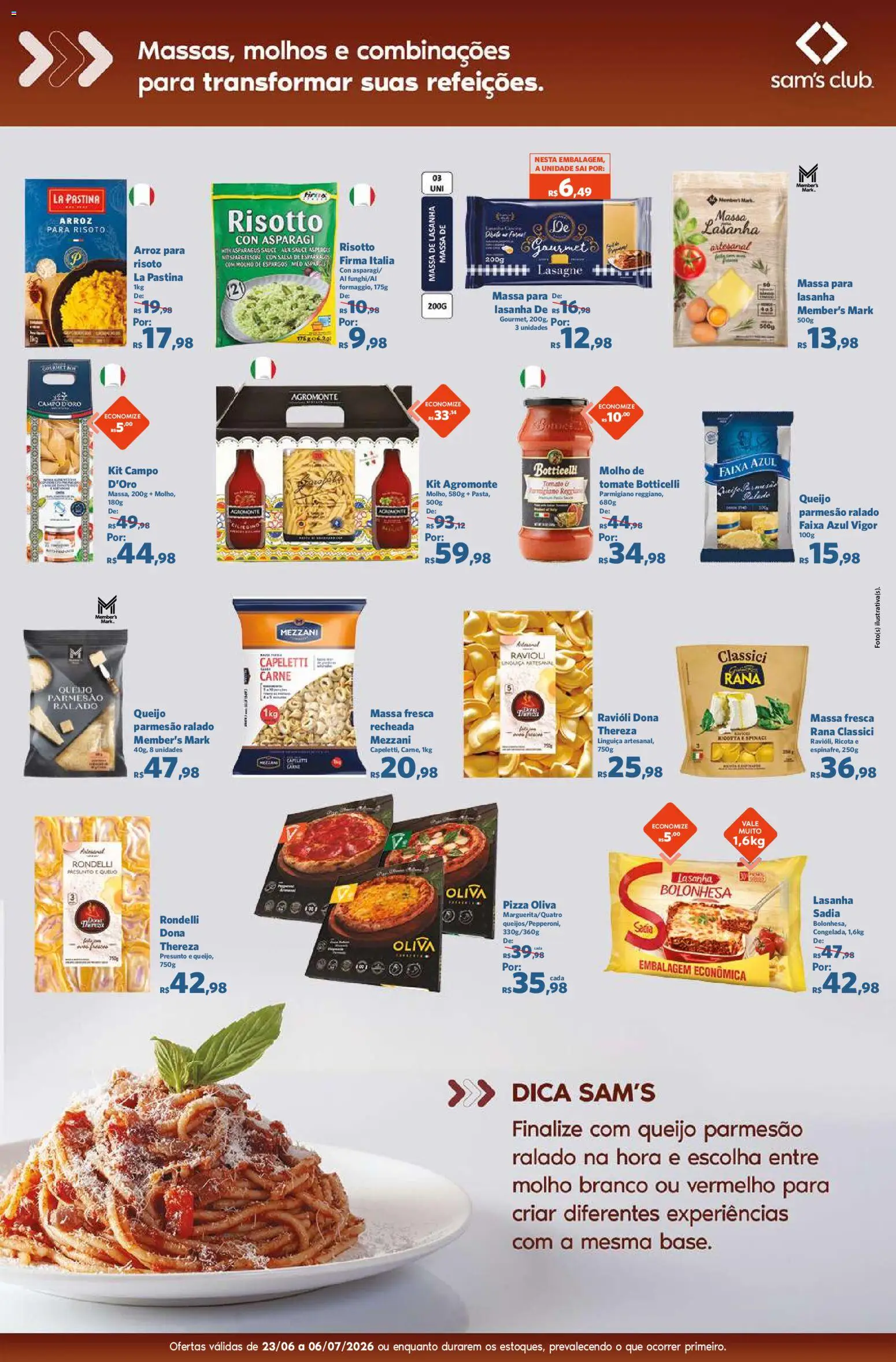 Sam's Club Folheto - válido de 23/06/2026 | Página: 4 | Produtos: Queijo, Arroz, Carne, Massa