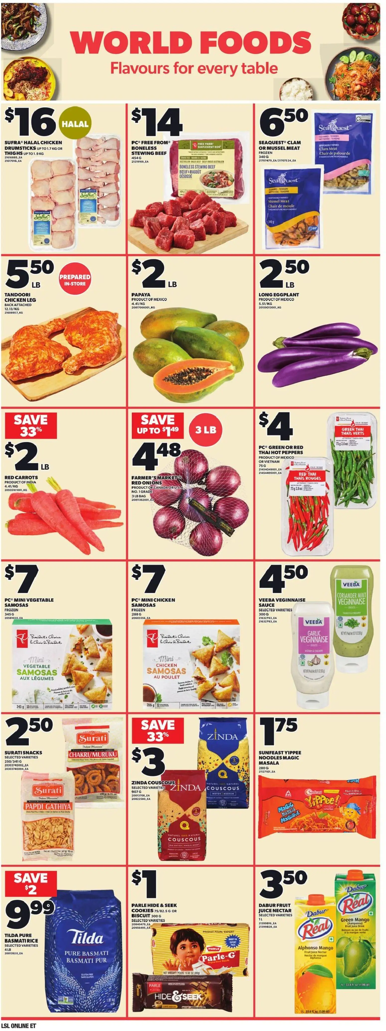 Loblaws flyer valid from Jul 2, 2026 | Page: 16 | Products: Rice, Table, Juice, Chicken