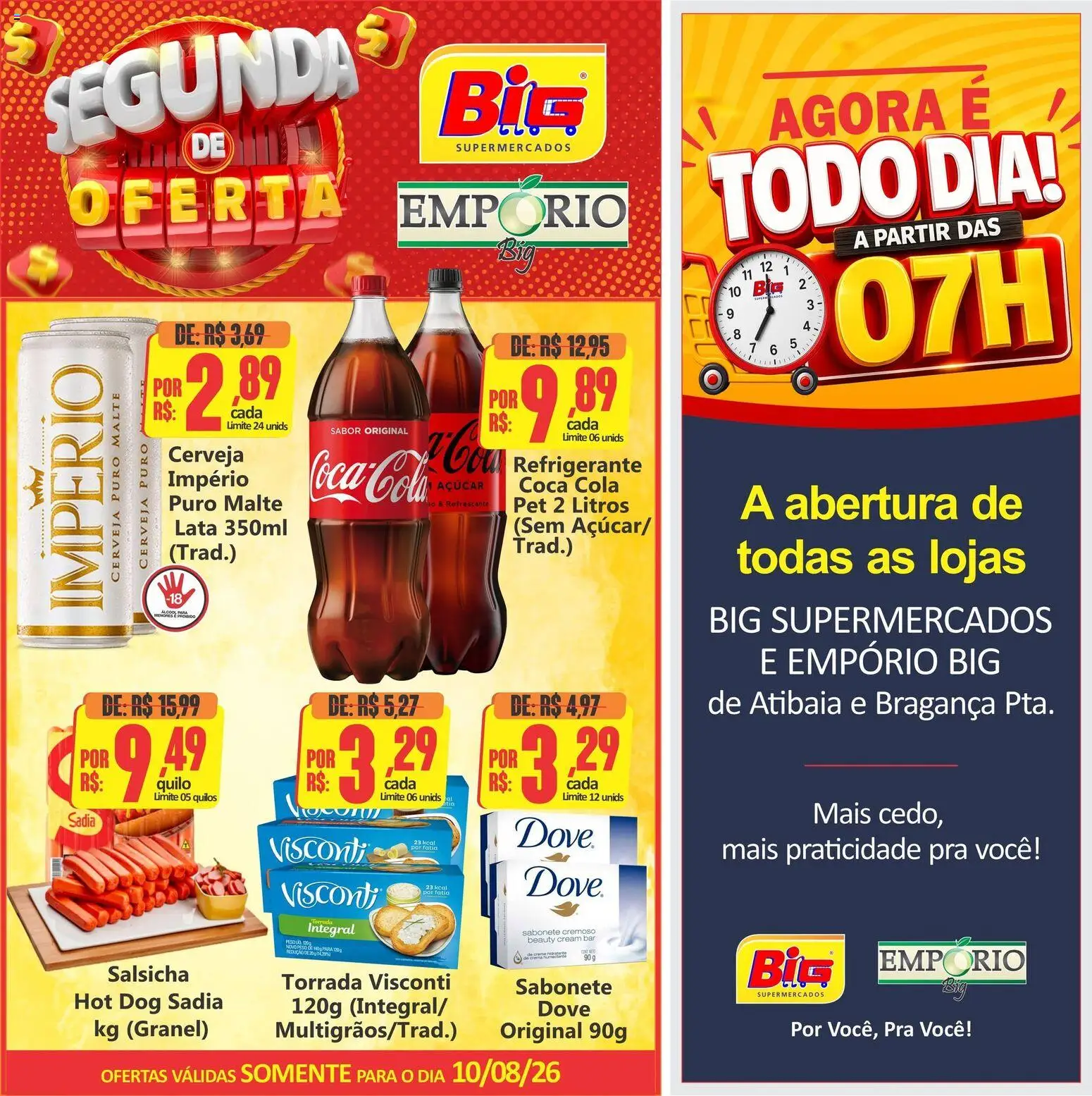 Big Supermercados Folheto - válido de 10/08/2026 | Página: 1 | Produtos: Salsicha, Cola, Cerveja, Dove