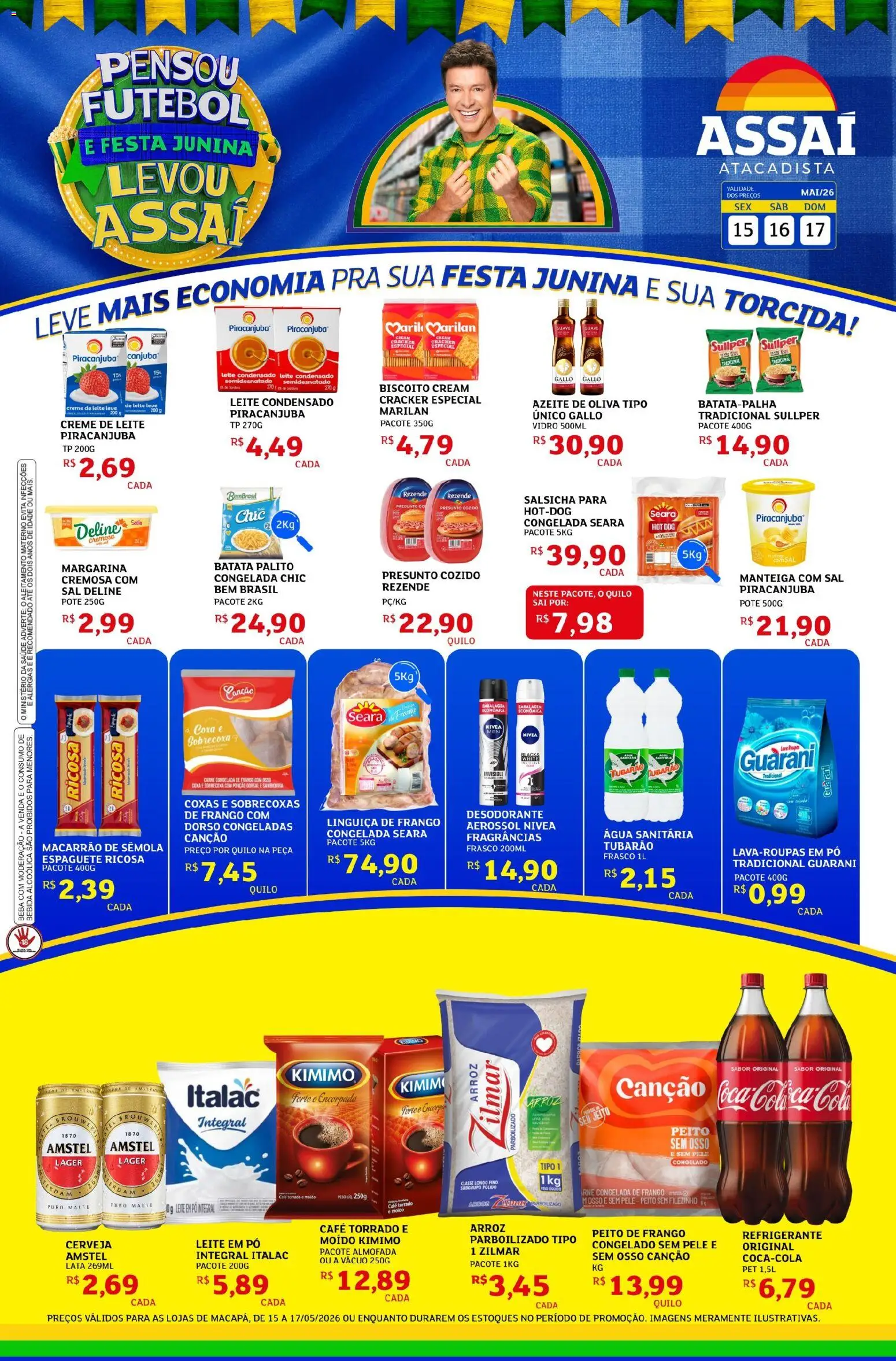 Assaí Atacadista Folheto - válido de 15.05.2026 | Página: 1 | Produtos: Espaguete, Leite, Cream cracker, Margarina
