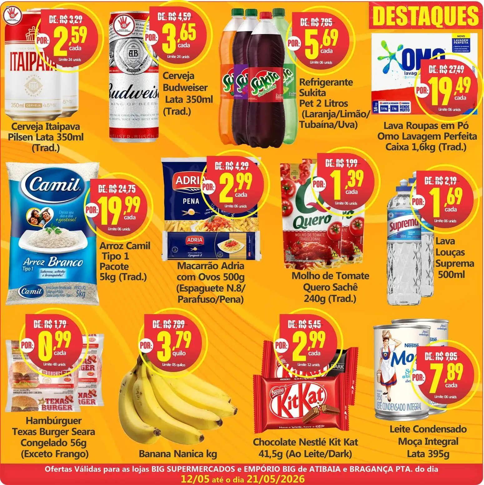 Big Supermercados Folheto - válido de 12.05.2026 | Página: 2 | Produtos: Molho de tomate, Caixa, Leite, Kit Kat