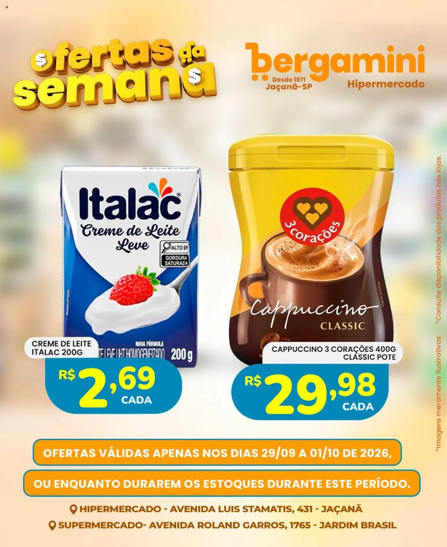 Supermercado Bergamini Folheto - válido de 29/09/2026 | Página: 10 | Produtos: Leite 3, Leite, Creme, Creme de leite