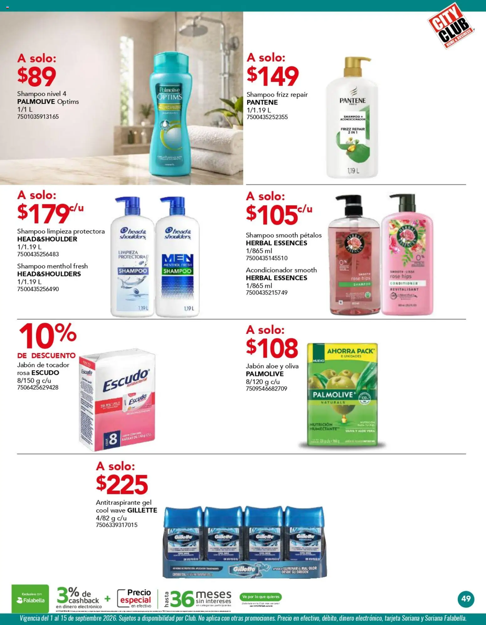 Nuevas ofertas de City Club válidas en toda la República Mexicana desde el 01/09/2026. ¡Encuentra las mejores ofertas en City Club catálogo! | Página: 49 | Productos: Shampoo, Aloe Vera, Acondicionador, Jabón