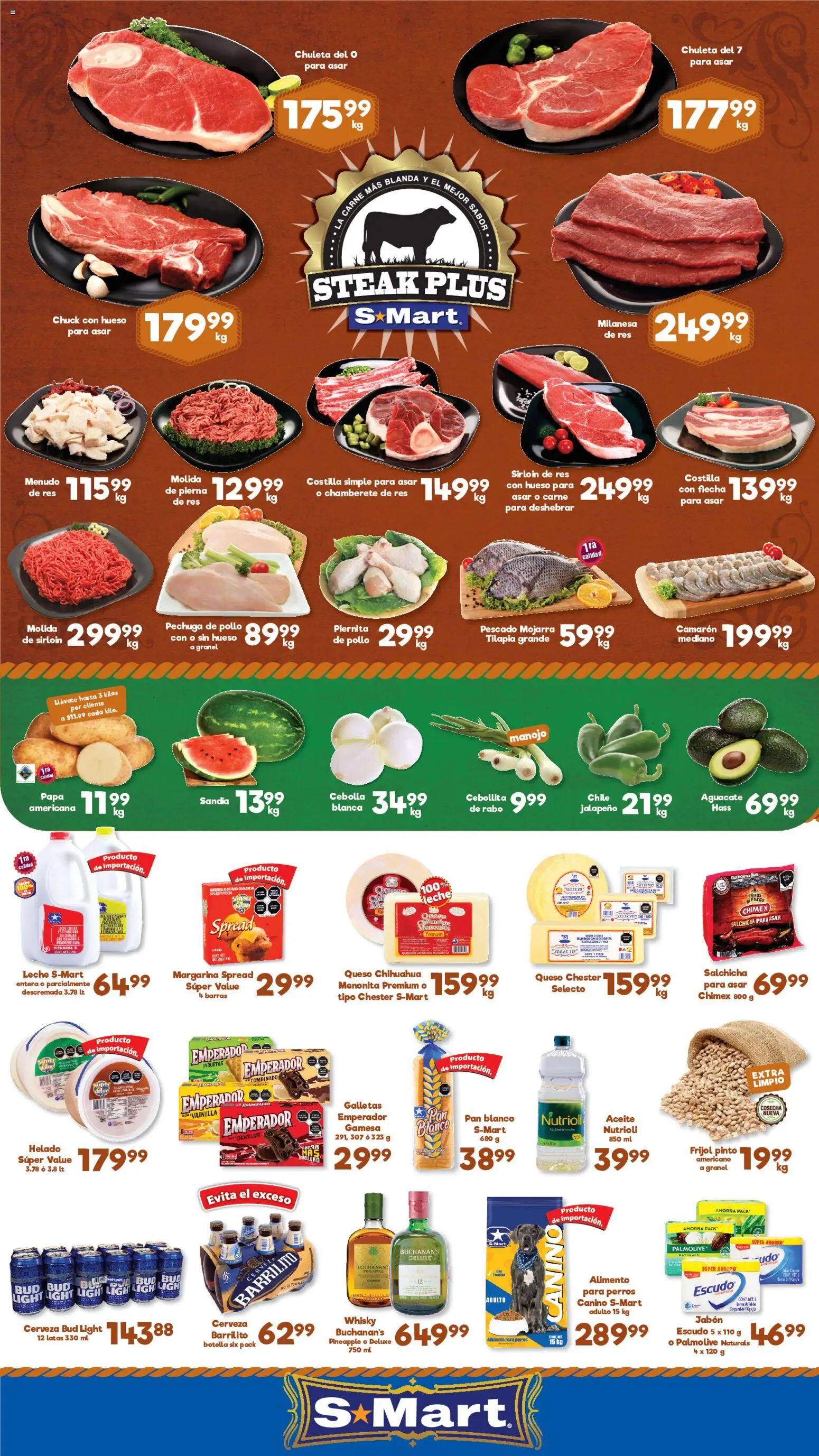 Nuevas ofertas de S-Mart válidas en toda la República Mexicana desde el 31/07/2026. ¡Encuentra las mejores ofertas en S-Mart folleto Juárez! | Página: 1 | Productos: Aguacate, Pan, Res, Helado