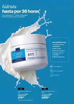Vista previa de Crema facial hidratante 6 en 1 100 g, Crema facial hidratante 6 en 1 con Vitamina E++ y Ácido Hialurónico., nuevo folleto de la tienda, válido en México a partir del 10/07/2026 | Página: 127 | Productos: Crema