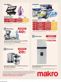 Makro catálogo -  Vista previa de la revista de la tienda Makro valido desde el 11/09/2026 | Página: 36 | Productos: Agua, Sanduchera, Cafetera, Nevera
