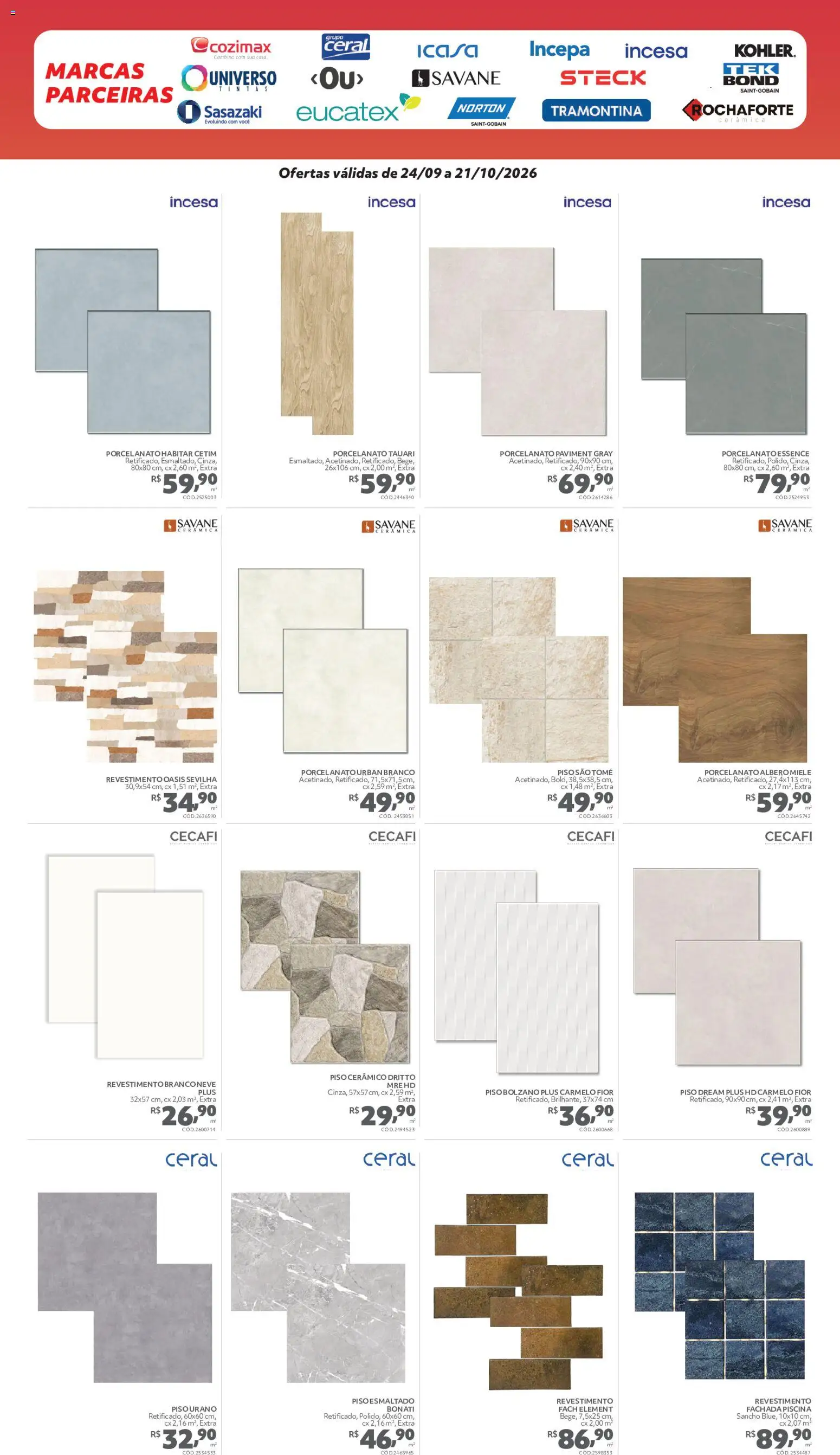 Telhanorte Folheto - válido de 24/09/2026 | Página: 5 | Produtos: Piso, Piso cerâmico, Porcelanato, Piscina
