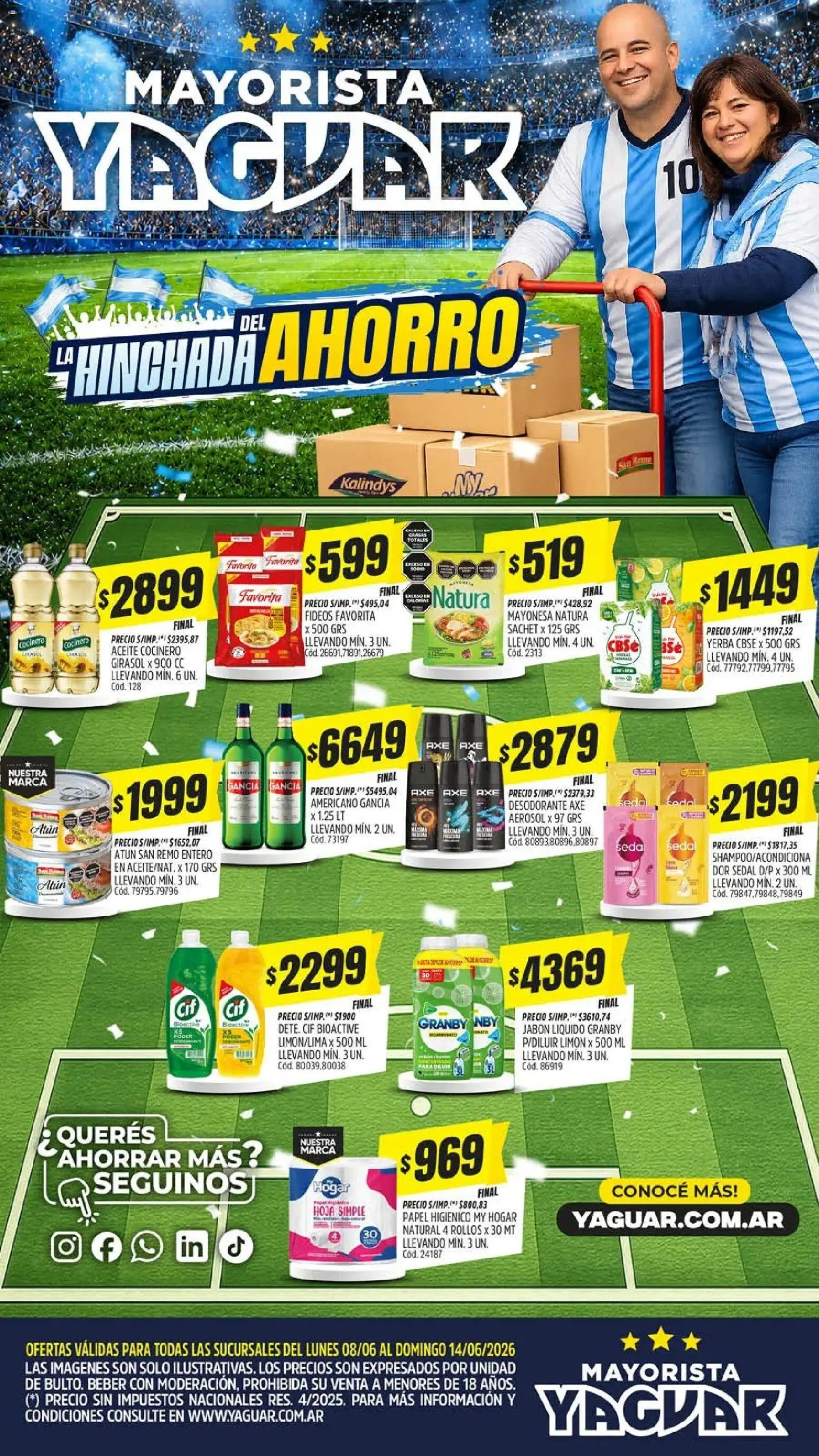 Yaguar - Oferta Semanal Salta │ válido desde el 08.06.2026 | Página: 1 | Productos: Yerba, Mayonesa, Limón, Fideos