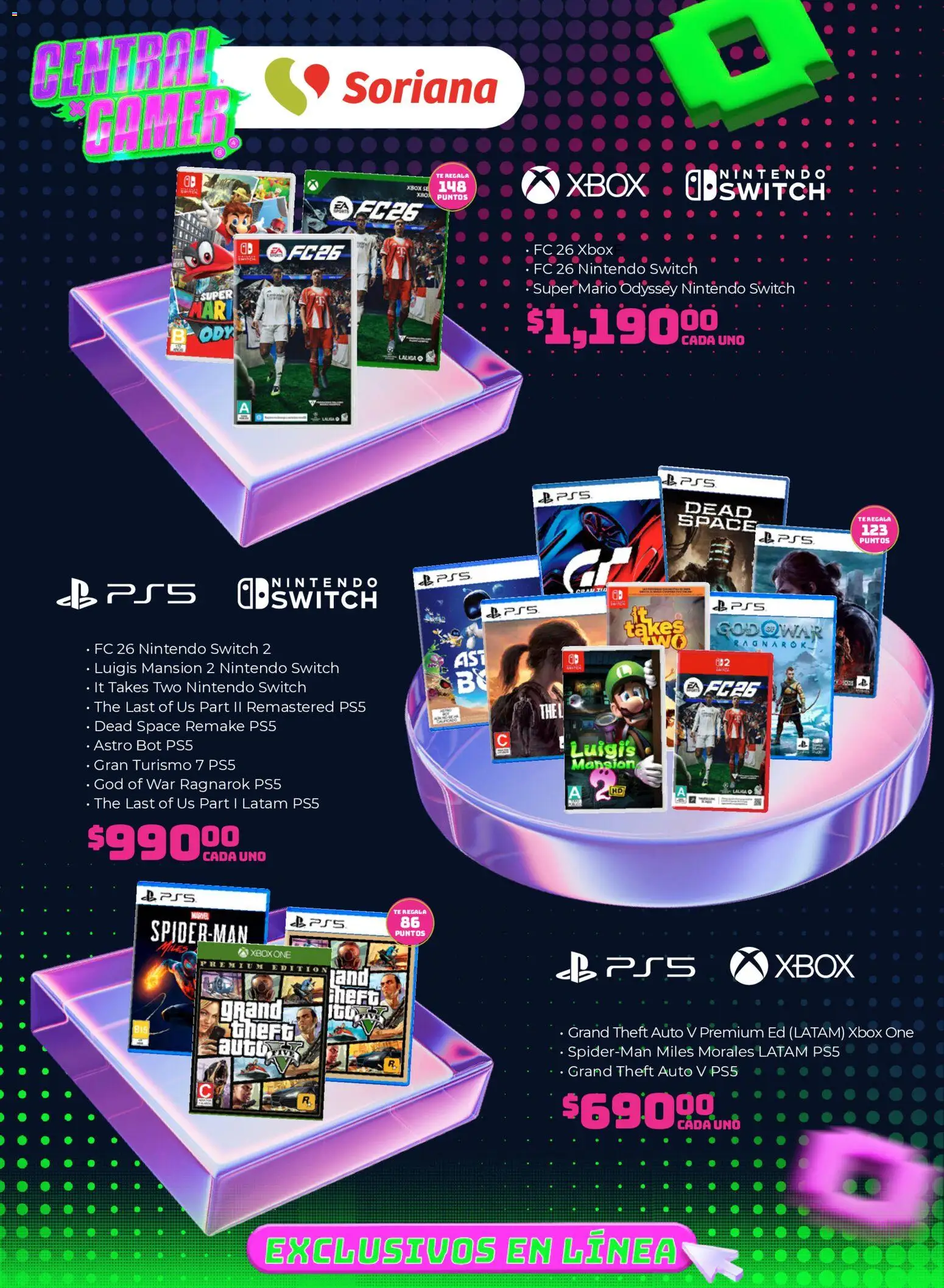 Nuevas ofertas de Soriana válidas en toda la República Mexicana desde el 31/07/2026. ¡Encuentra las mejores ofertas en Soriana Duplicate of Central Gamer Exclusivo en línea! | Página: 5 | Productos: Té, Xbox