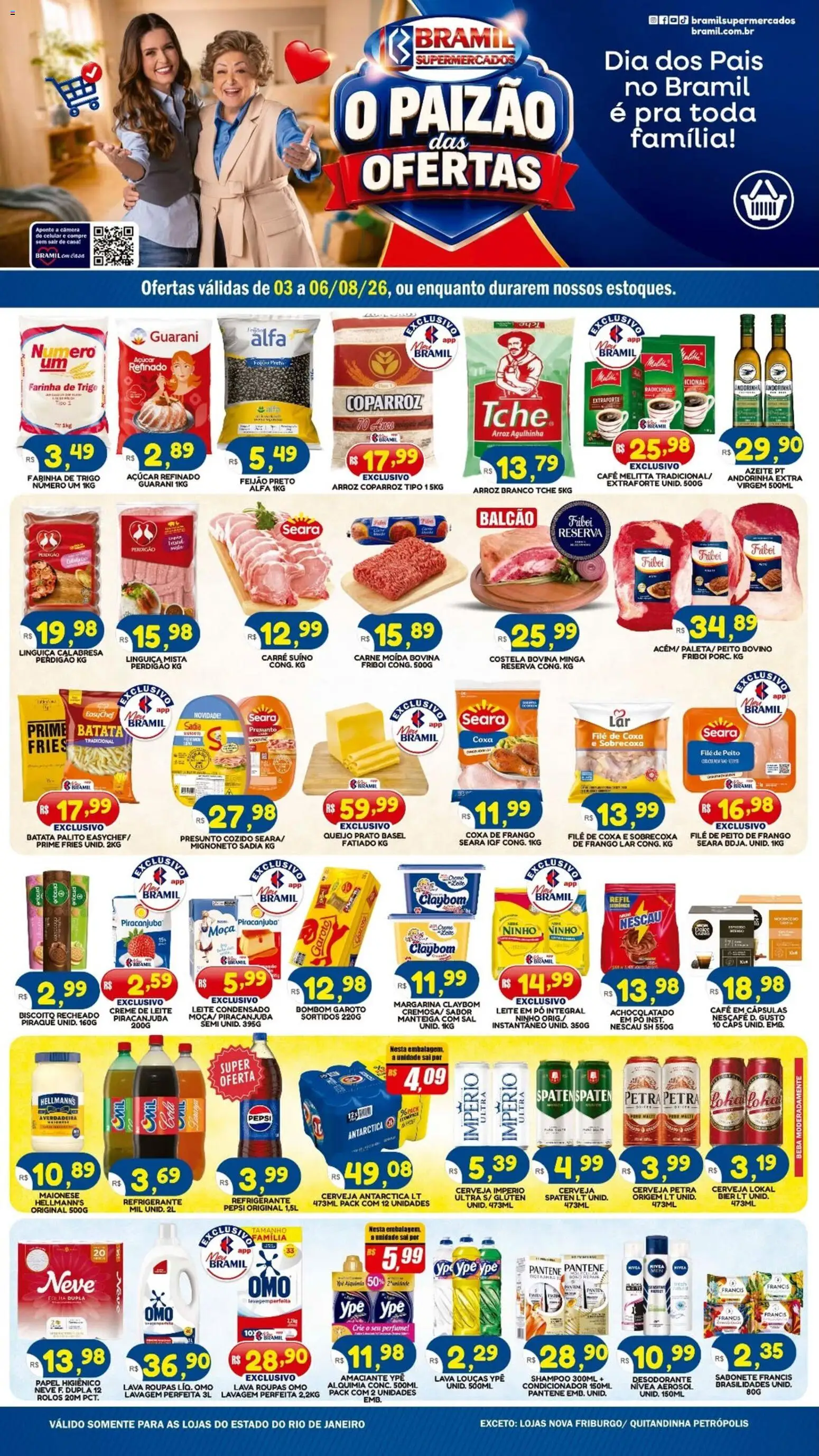 Bramil Supermercados Folheto - válido de 03/08/2026 | Página: 1 | Produtos: Achocolatado, Sabonete, Papel higiênico, Margarina