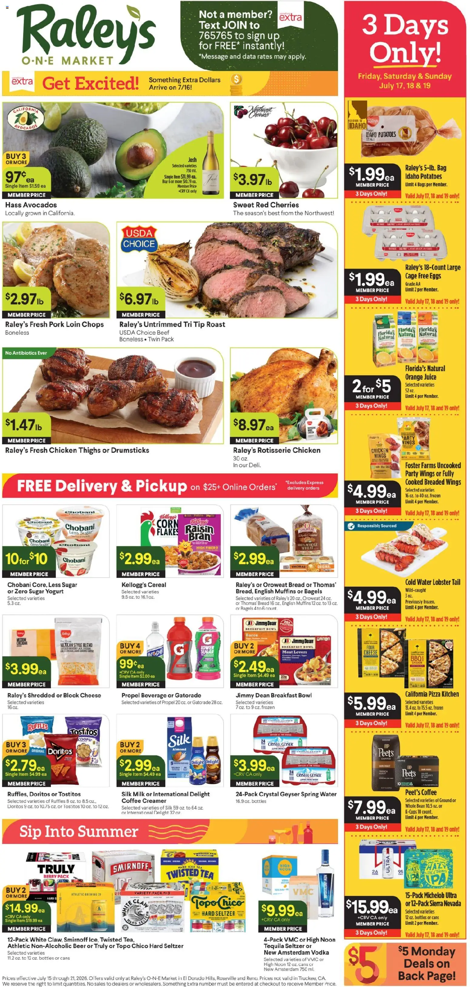 Raley's Ad - valid from 07/15/2026 | Page: 1 | Products: Corn, Coffee, Tea, Peach