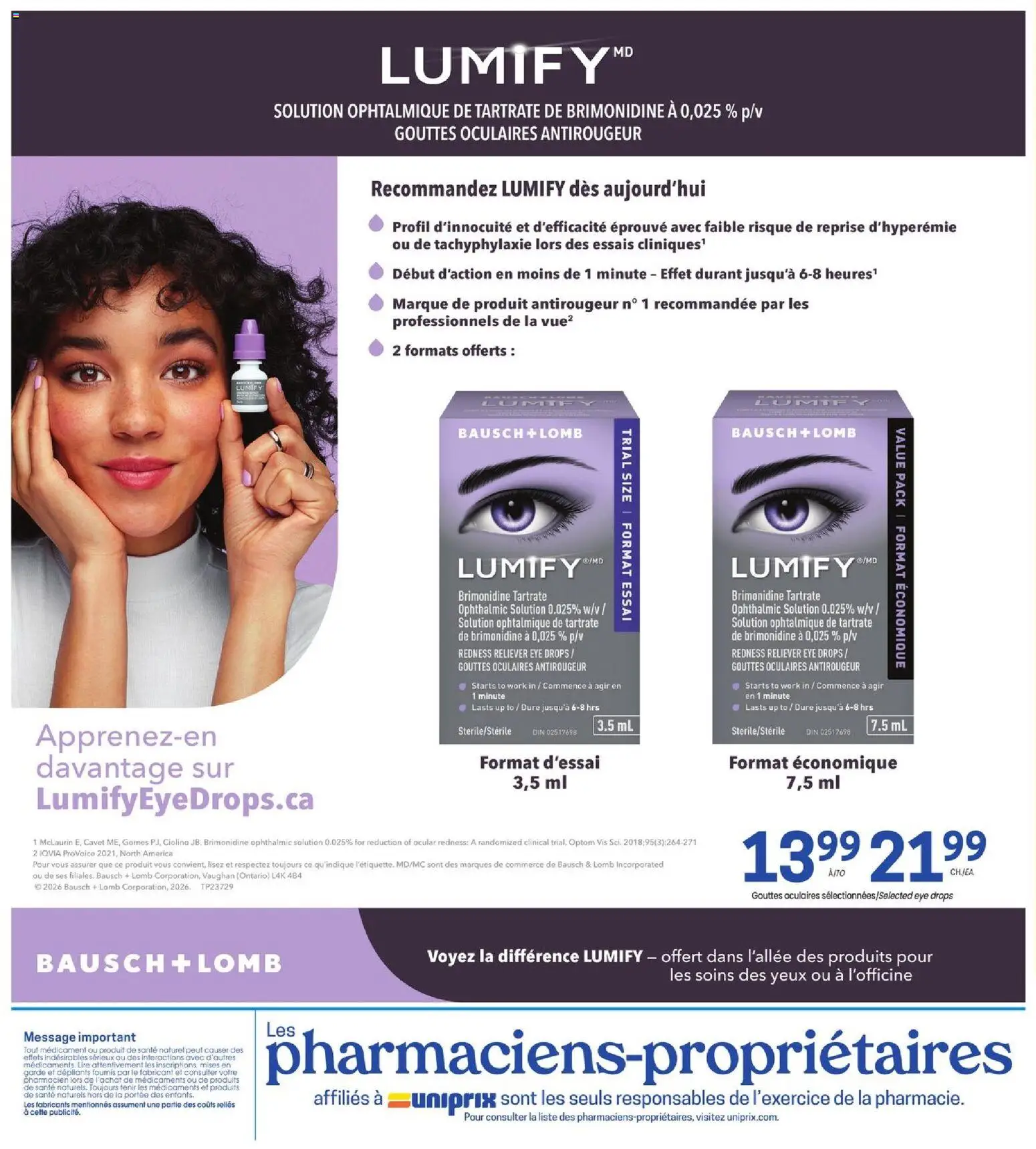 Uniprix flyer valid from Sep 24, 2026 | Page: 8 | Products: Eye drops