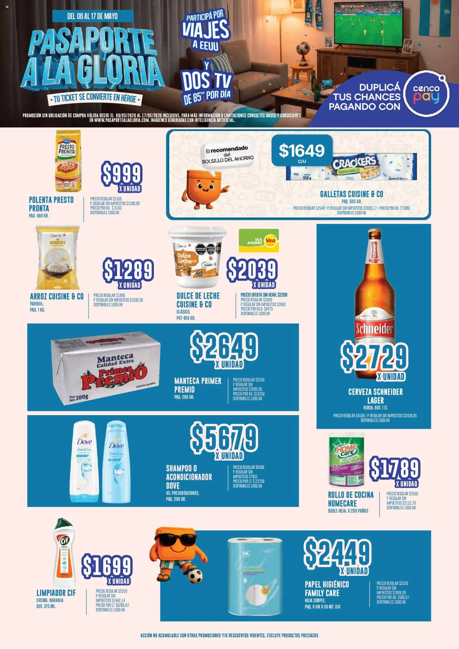 Vea - Oferta Pasaporte a la Gloria - Córdoba │ válido desde el 06.05.2026 | Página: 2 | Productos: Papel higiénico, Dulce de leche, Manteca, Cerveza
