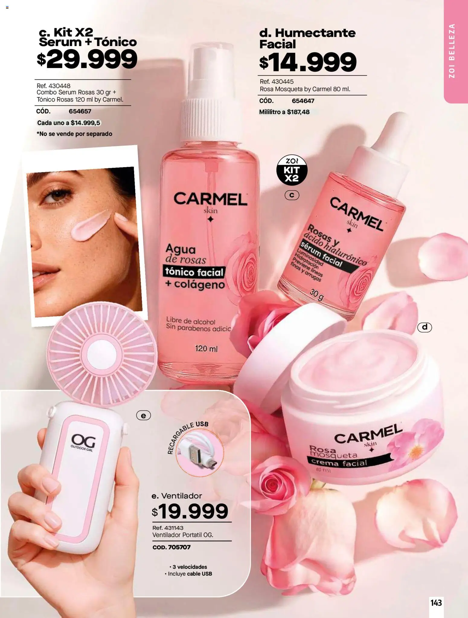 Carmel revista - valida desde el 01/07/2026 | Página: 143 | Productos: Usb, Ventilador, Serum, Alcohol