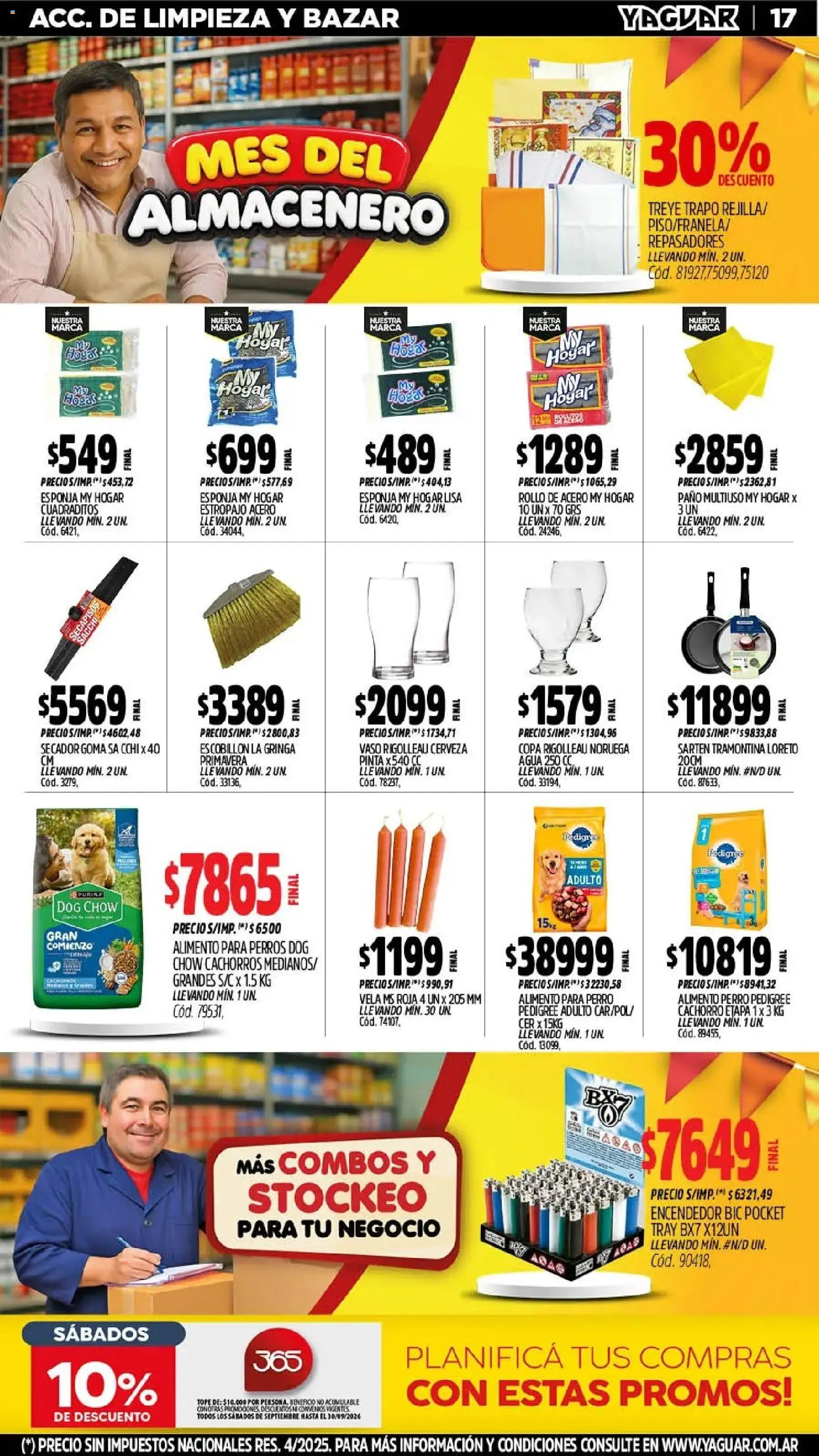 Yaguar - Oferta Semanal Misiones │ válido desde el 28/09/2026 | Página: 17 | Productos: Encendedor, Escobillon, Cerveza, Alimento para perros