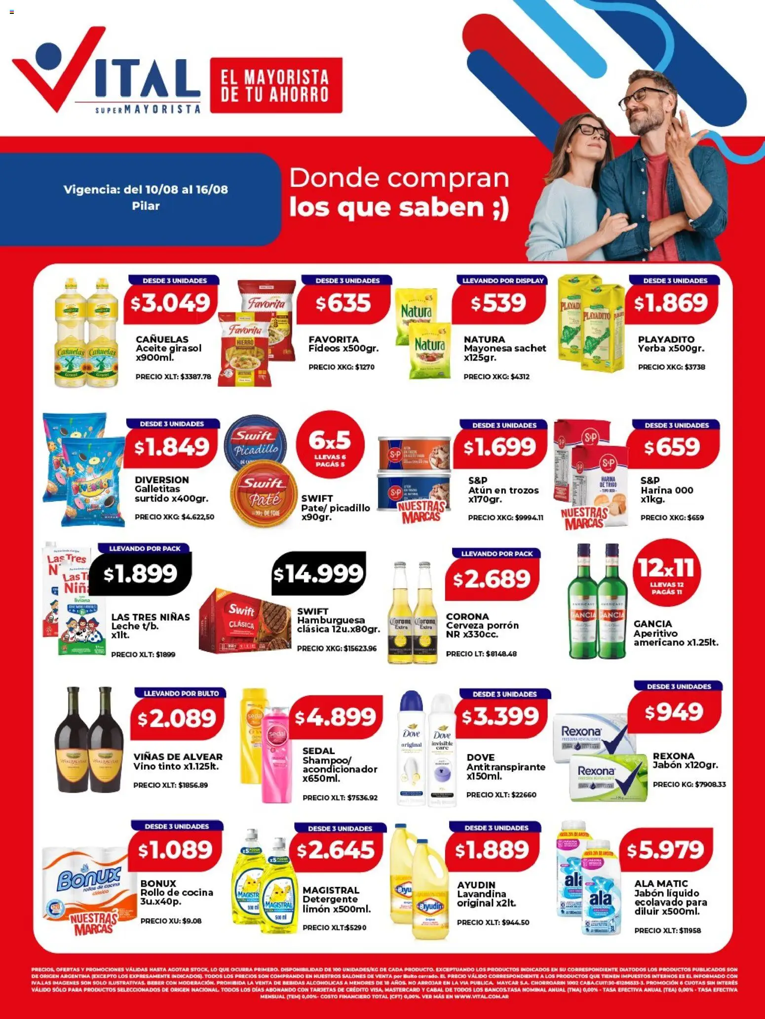 Vital - Ofertas Pilar │ válido desde el 10/08/2026 | Página: 1 | Productos: Vino tinto, Harina, Antitranspirante, Picadillo