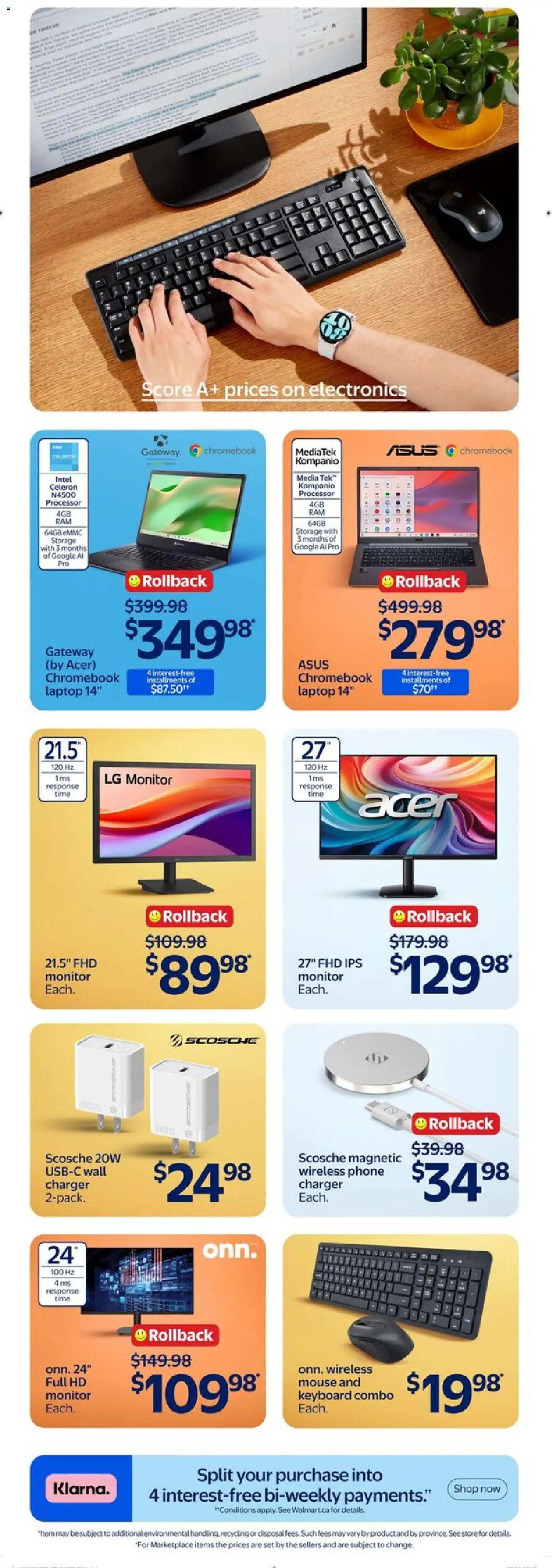 Walmart flyer valid from Aug 13, 2026 | Page: 14 | Products: Phone, Monitor, Mouse, Laptop