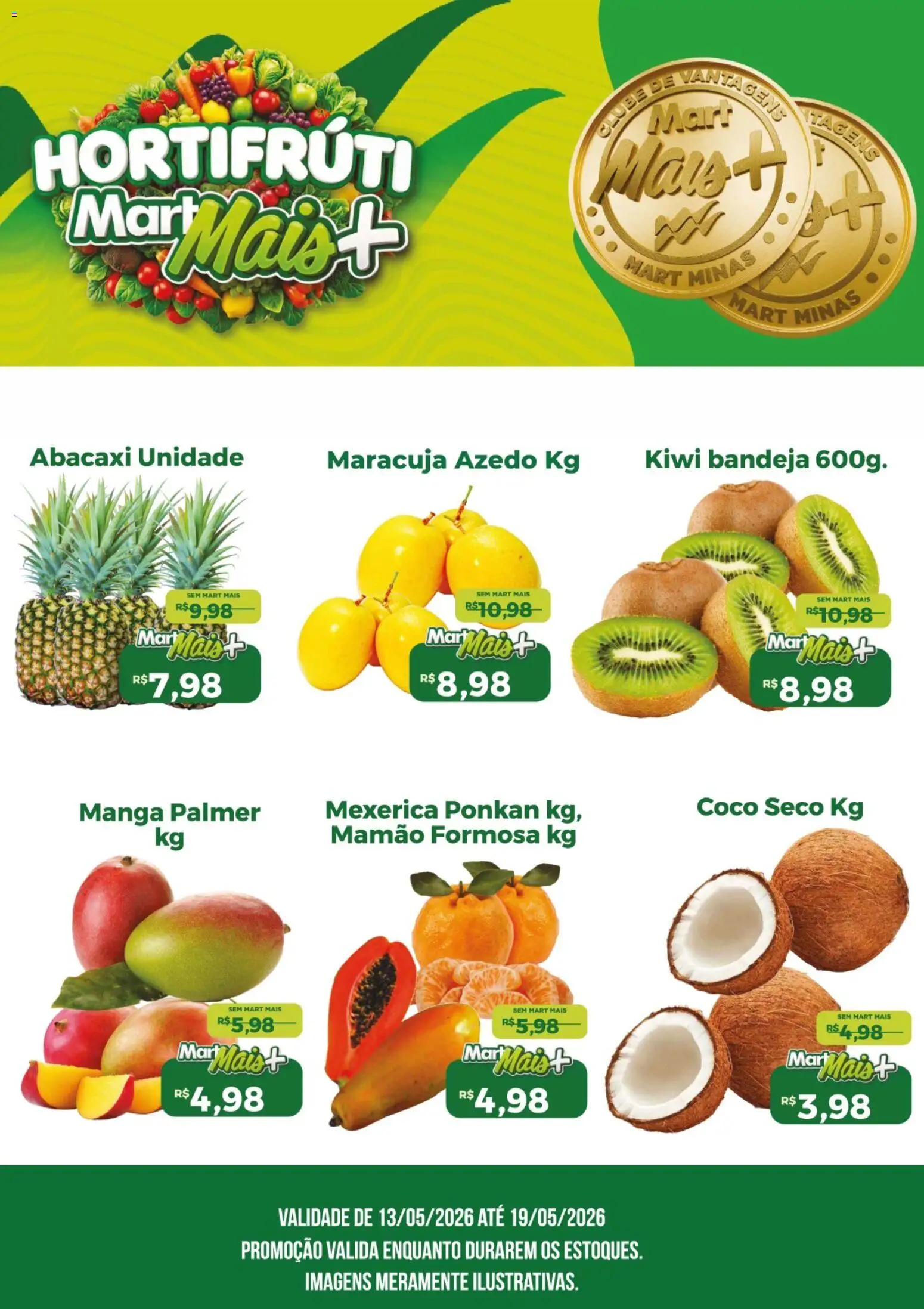 Mart Minas Folheto - válido de 13.05.2026 | Página: 1 | Produtos: Mexerica, Kiwi, Bandeja, Mamão