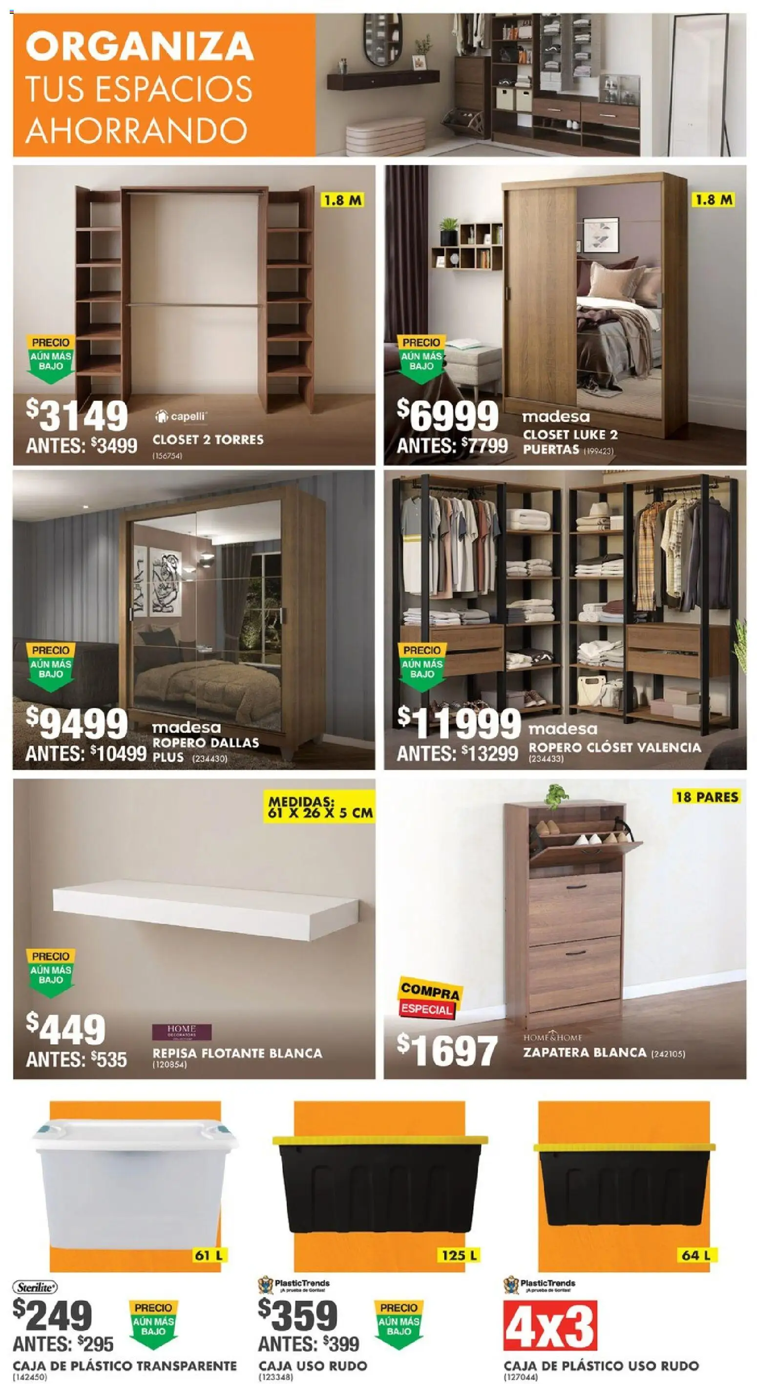 Nuevas ofertas de Home Depot válidas en toda la República Mexicana desde el 14.05.2026. ¡Encuentra las mejores ofertas en Home Depot catálogo! | Página: 17 | Productos: Repisa, Ropero, Caja
